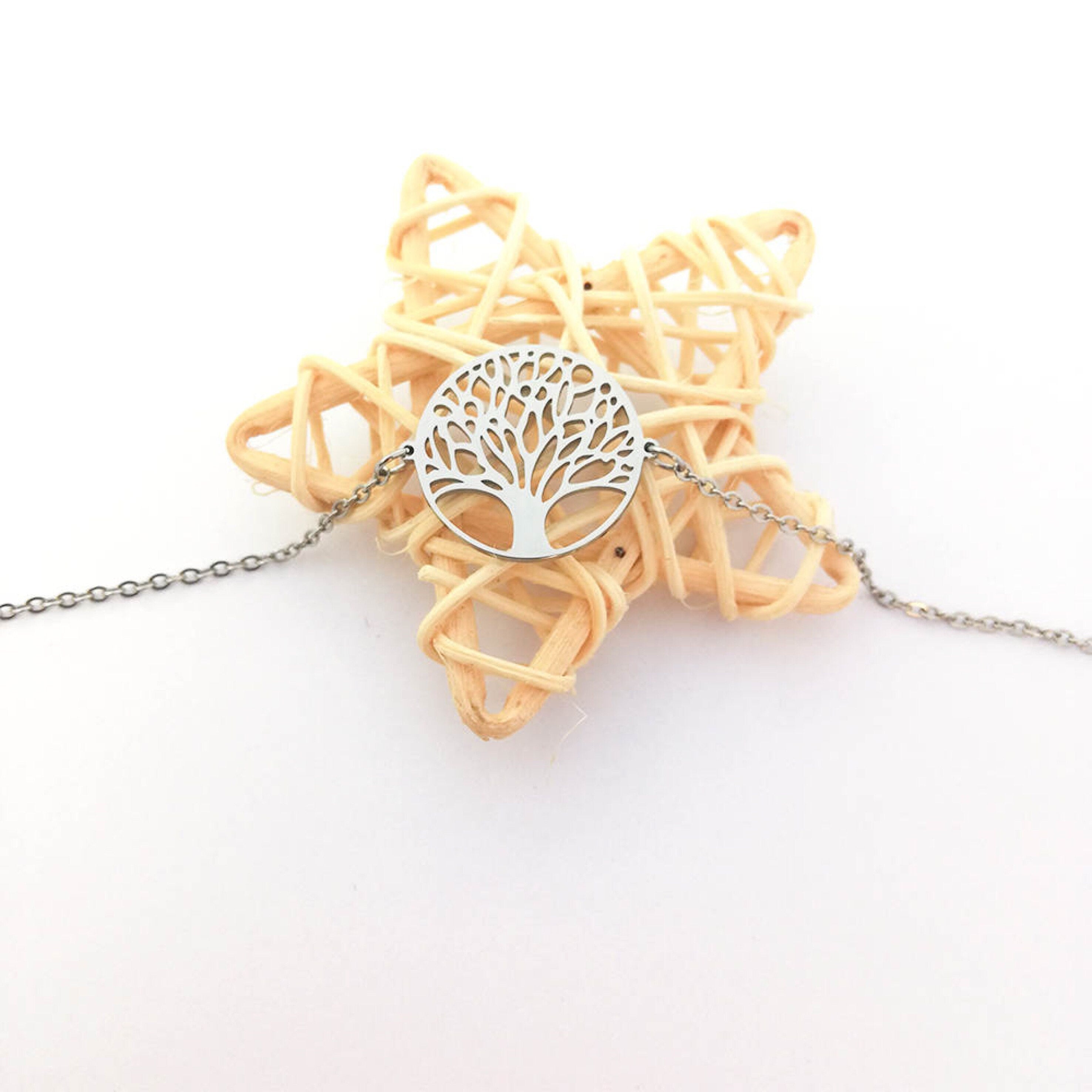 Tree of Life Bracelet in Rose Gold or Silver Plated Elegant Boho Jewelry Gift Adjustable Charm Bracelet Handmade with Love Spiritual Gift