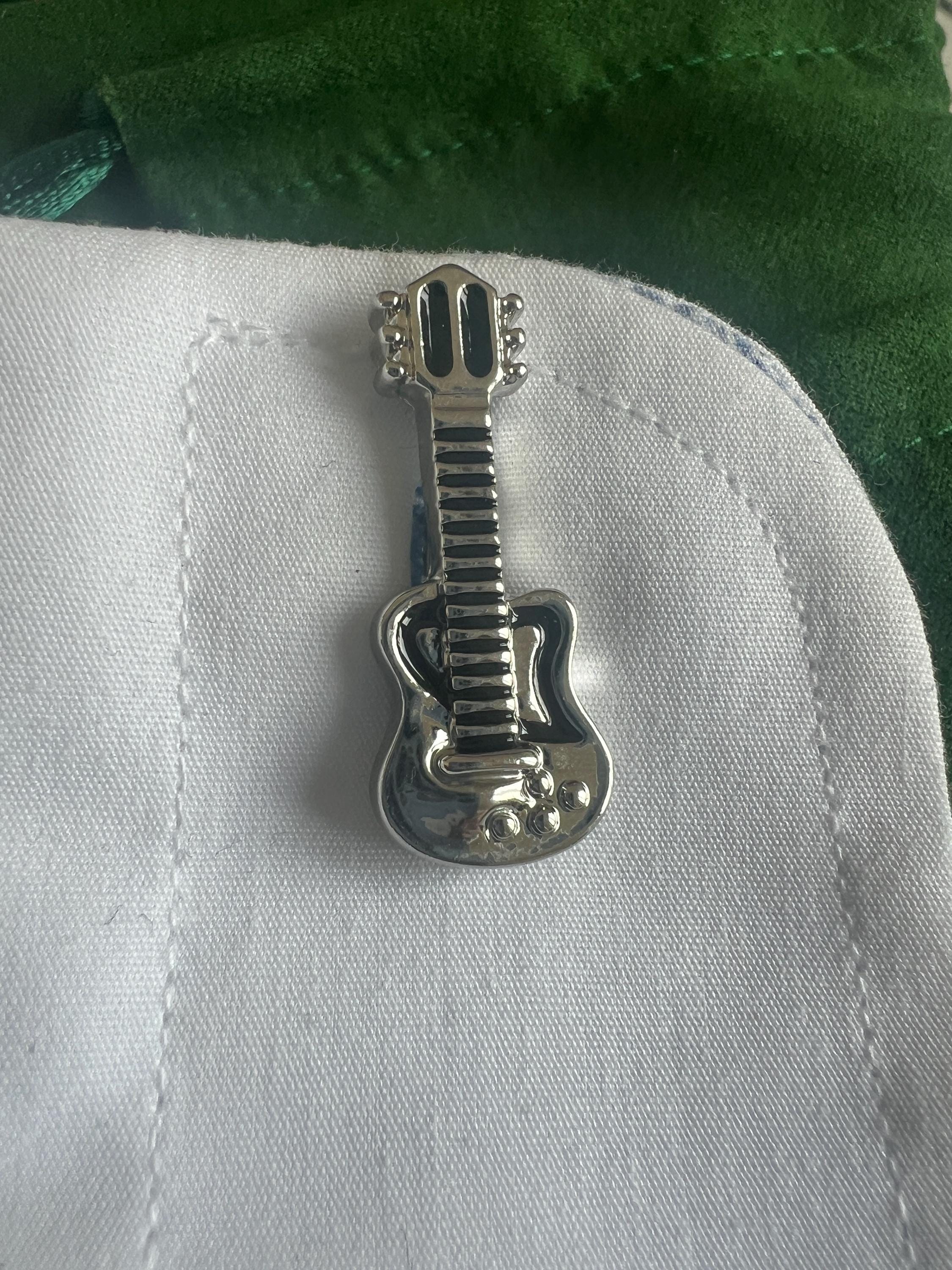 Silver Guitar Cufflinks Music Inspired Men's Jewelry Guitar Lover Accessories Unique Gift for Him Rock Star Cufflinks Perfect for Musician