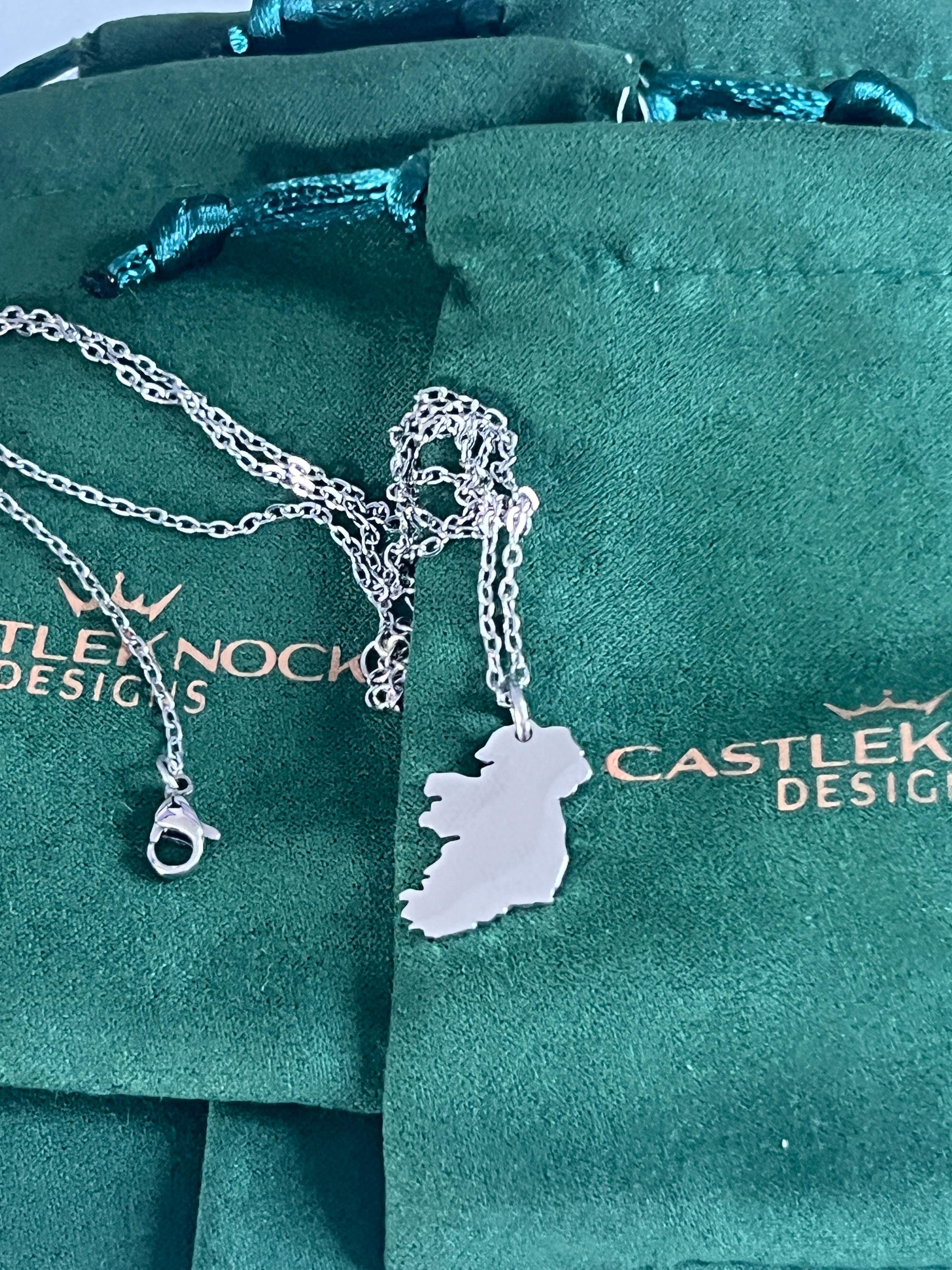 Map of Ireland Silver Necklace Handmade Irish Jewelery Celtic Gift for Her Irish Pendant Necklace Ireland Lover Gift Unique Irish Keepsake