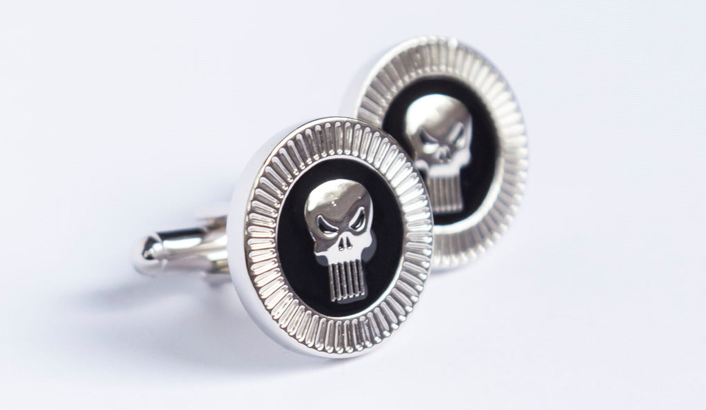 The Punisher Cufflinks Marvel Comics Accessory Unique Men's Jewelry Superhero-Themed Cufflinks Gift for Marvel Fans Edgy Style Statement