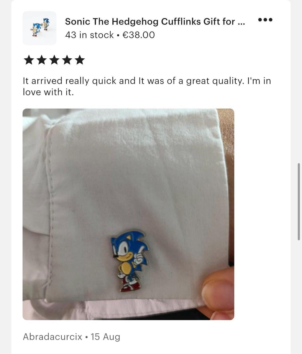 Sonic The Hedgehog Cufflinks Gift for Nerdy Boyfriend Gamer Wedding Cufflinks Groomsmen Gift Unique Video Game Present for Boyfriend