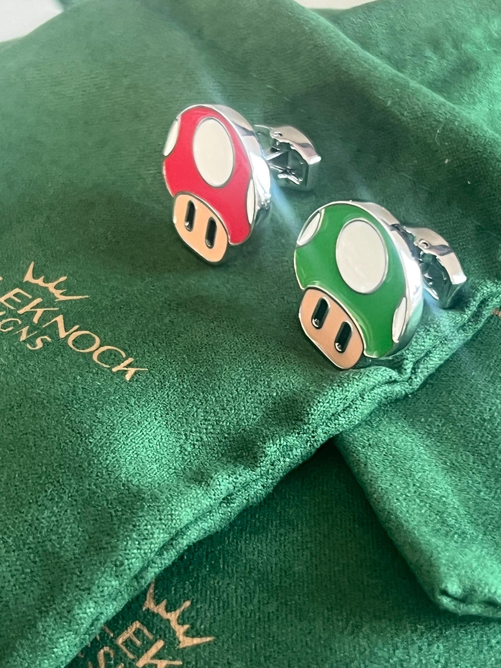 Mushroom Power-Up and Extra Life Mario Cufflinks Retro Gaming Accessories Handcrafted Unique Gift Gamers Geeky Wedding Jewelry for Mario Fan
