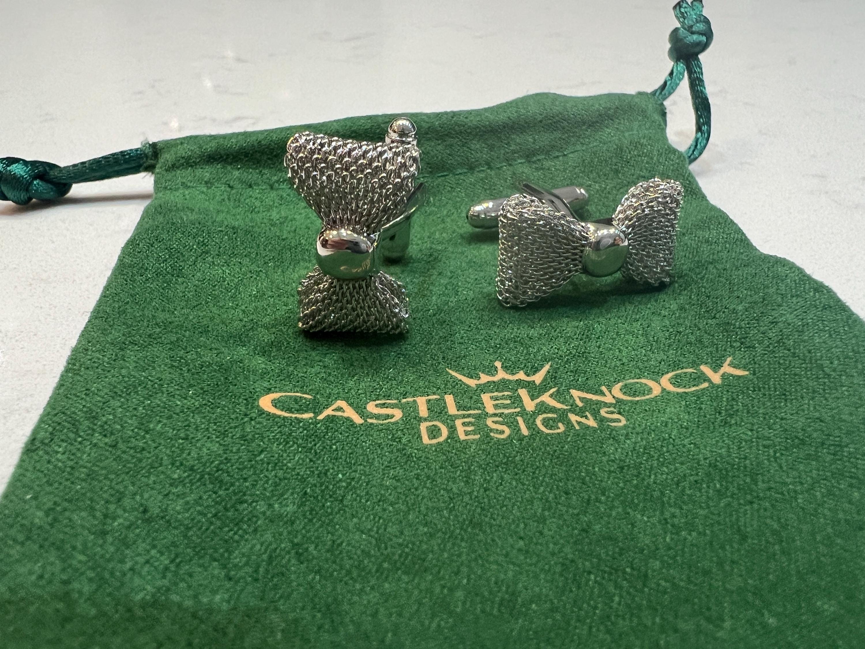 Silver Bow Tie Cufflinks elegant and timeless accessories formal wear, the perfect gift for grooms, weddings, blacktie events, and occasions