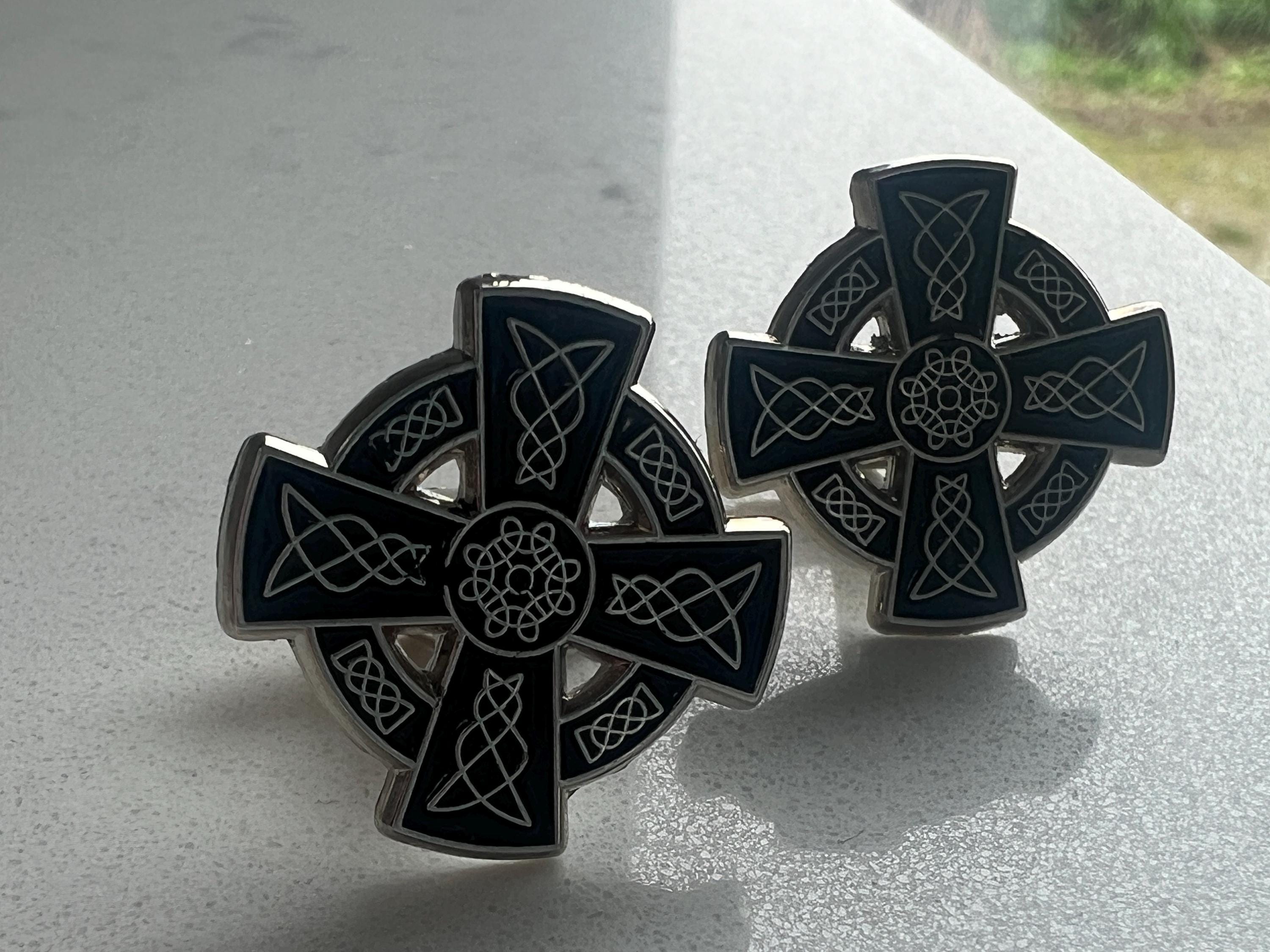 Celtic Cross Cufflinks Suit Pin Tieclip Set Irish Jewelry for Men Perfect Celtic Wedding Accessory Irish Gift Elegant Design for Groomsmen