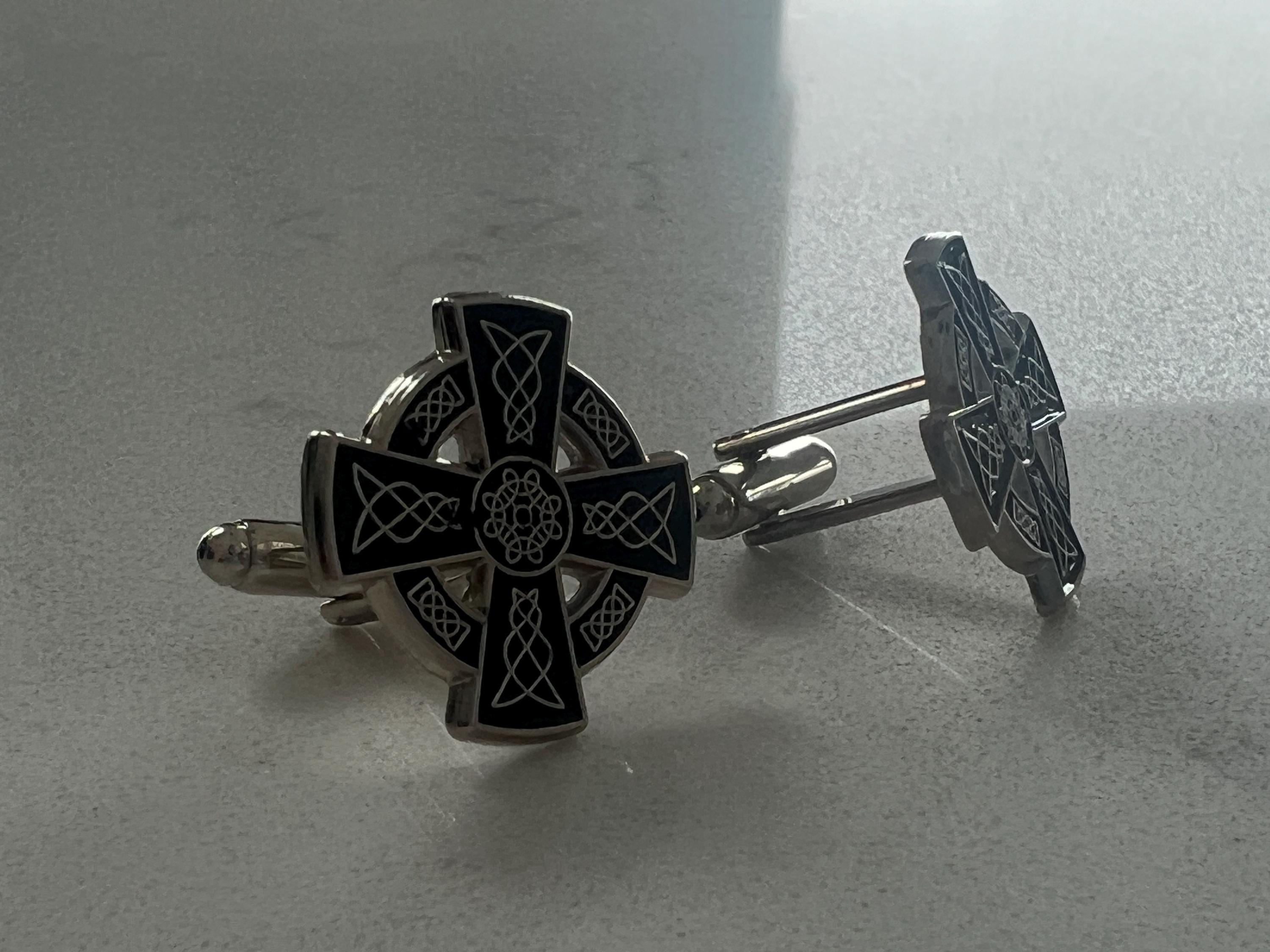 Celtic Cross Cufflinks Suit Pin Tieclip Set Irish Jewelry for Men Perfect Celtic Wedding Accessory Irish Gift Elegant Design for Groomsmen