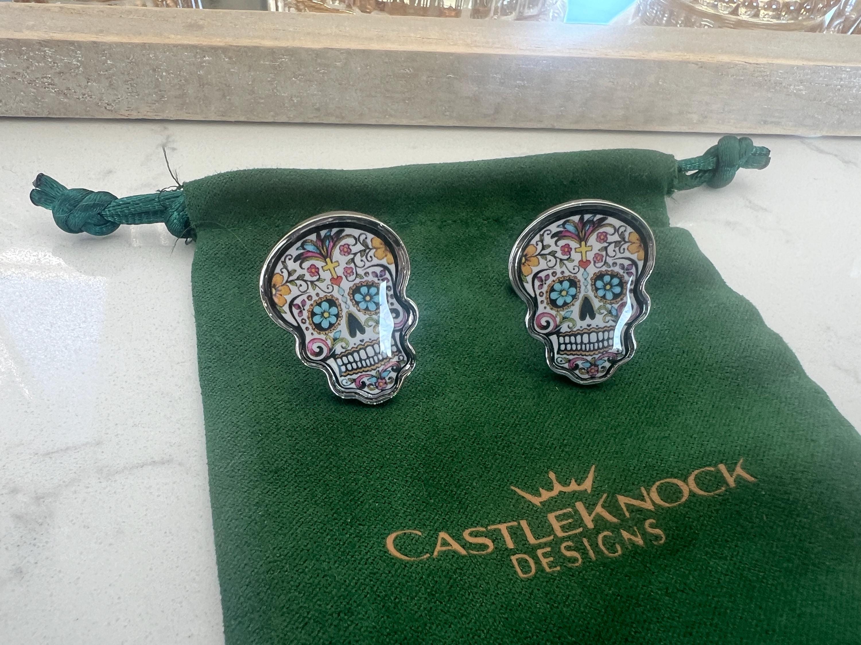 Day of the Dead Cufflinks Sugar Skull Inspired Men's Jewelry Mexican Holiday Accessories Unique Gift for Him Dia de los Muertos Cufflinks