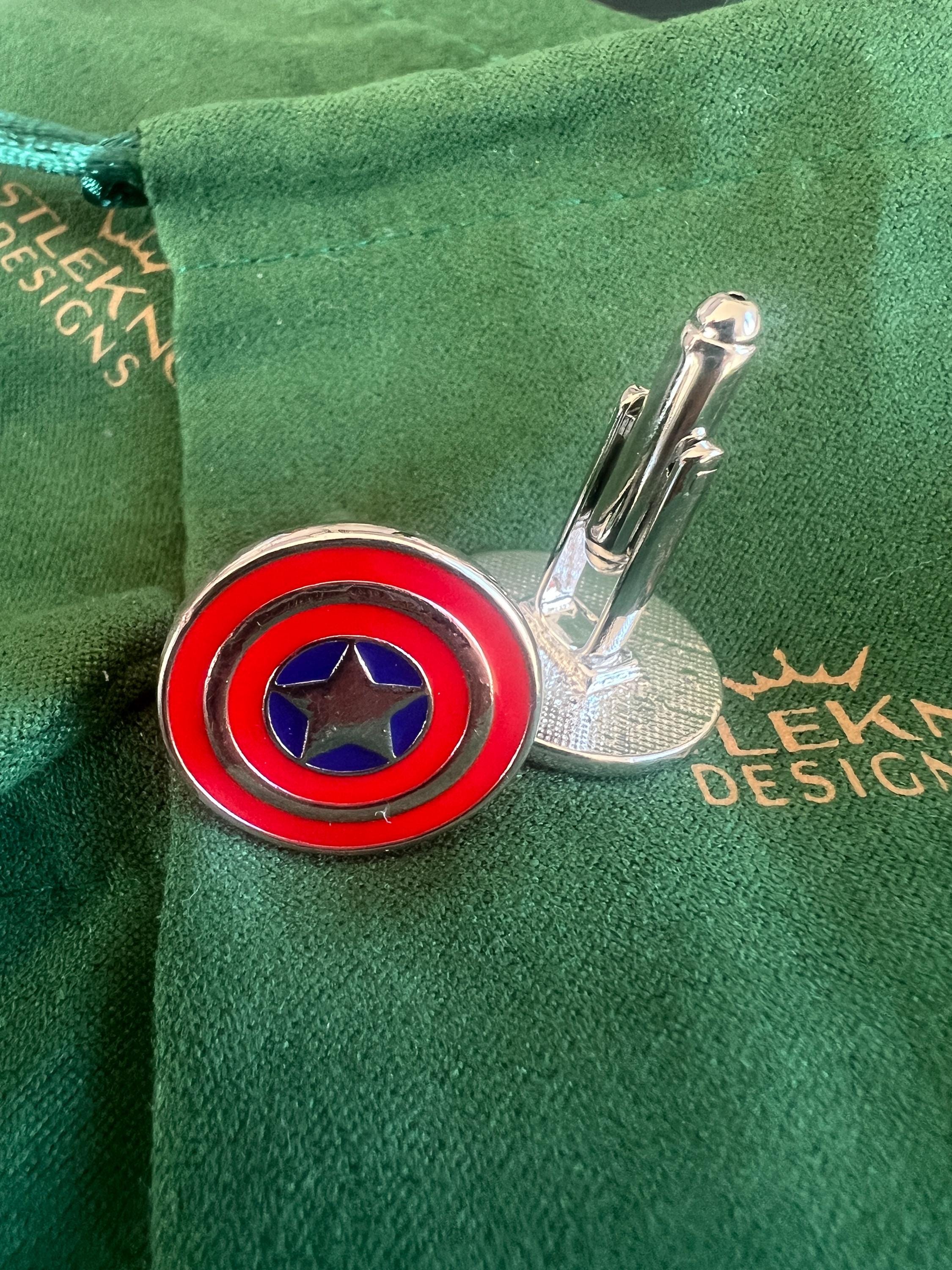Captain America Shield First Avenger Cufflinks Marvel Comics Accessory Superhero-Themed Jewelry Unique Gift for Fans Stylish Men's Cufflinks