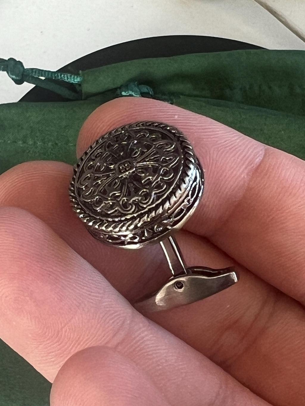 Silver Caesar Carved Design Cufflinks Roman Inspired Mens Jewelry Elegant Accessories Unique Gift for Him Silver Caesar Cufflinks