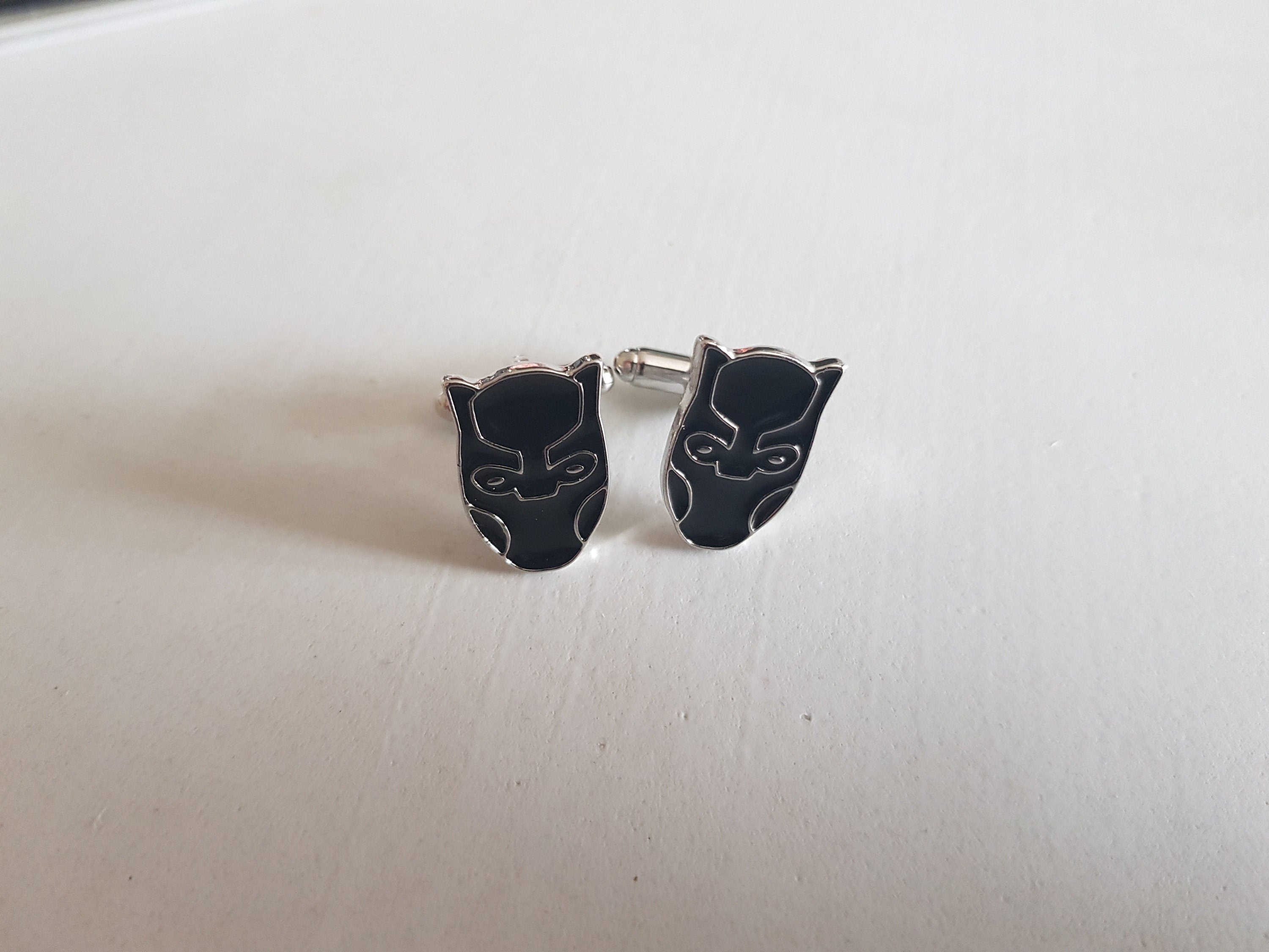 Black Panther Cufflinks Marvel Inspired Men's Jewelry Wakanda Accessories Superhero Gift for Him Wedding Birthday Groom Gift for Fans
