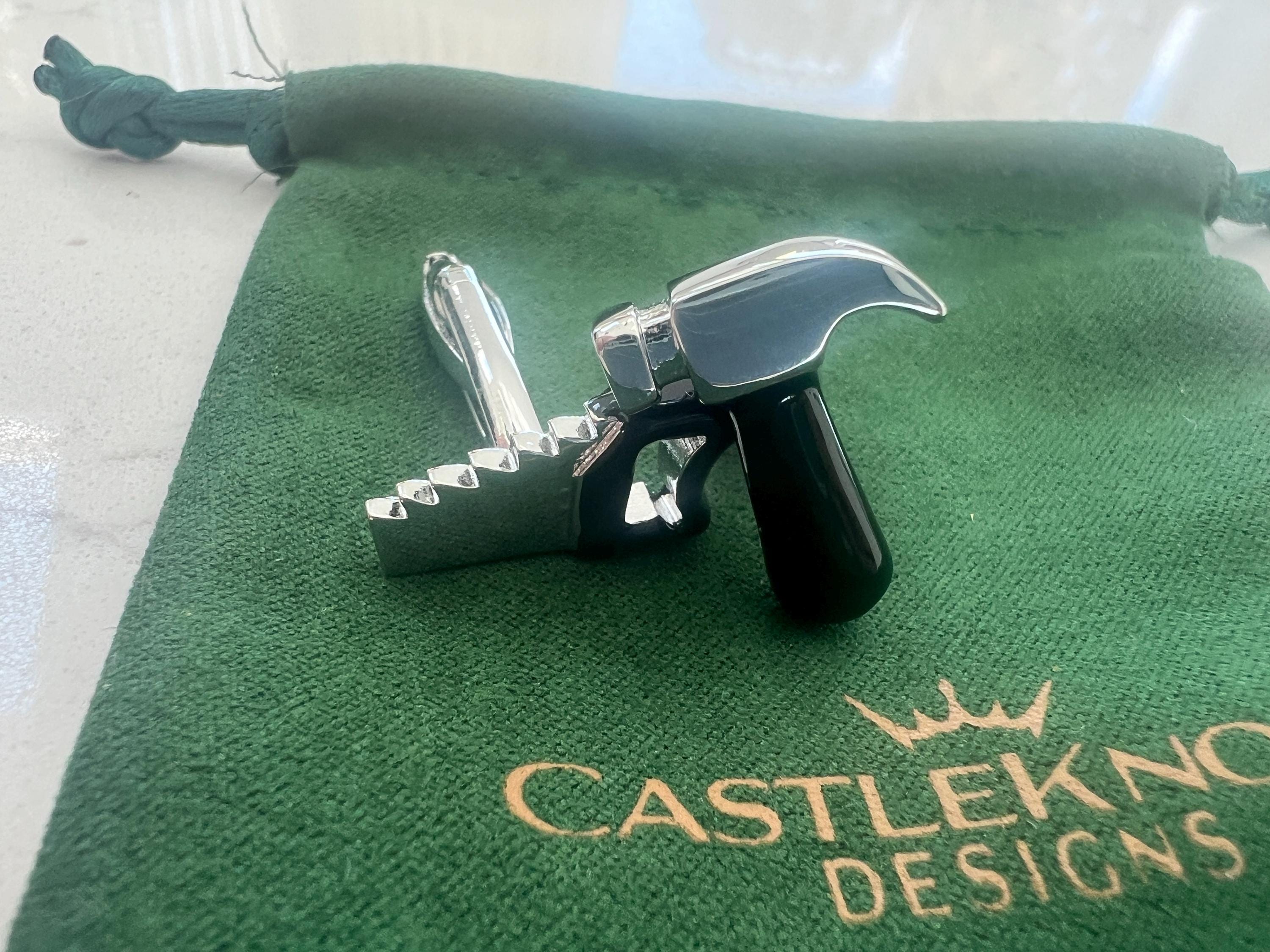 Saw and Hammer Cufflinks Tool Inspired Men's Jewelry Carpenter Accessories Unique Gift for Him Woodworker Cufflinks Handyman Gift for Dad