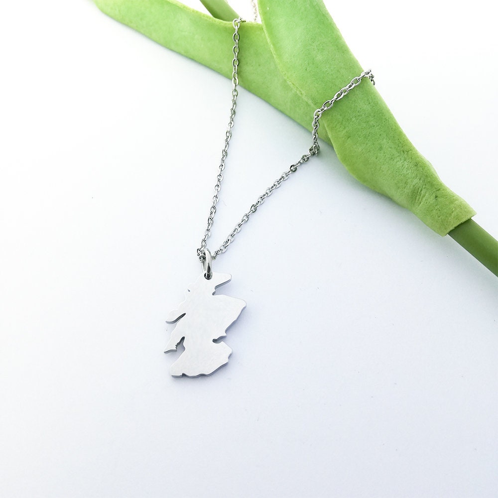 Scottish Map Silver Necklace Scotland Pendant Jewelry Minimalist Silver Scotland Necklace Celtic Scottish Jewelry Travel Gift for Her or Him
