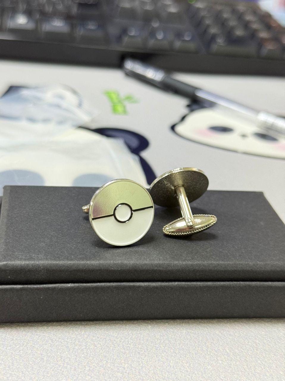 Pokemon Poke Ball Cufflinks Silver and White Unique Gamer Jewelry Fun Accessory for Pokemon Fans Collectors Gift for Him or Her Enthusiasts