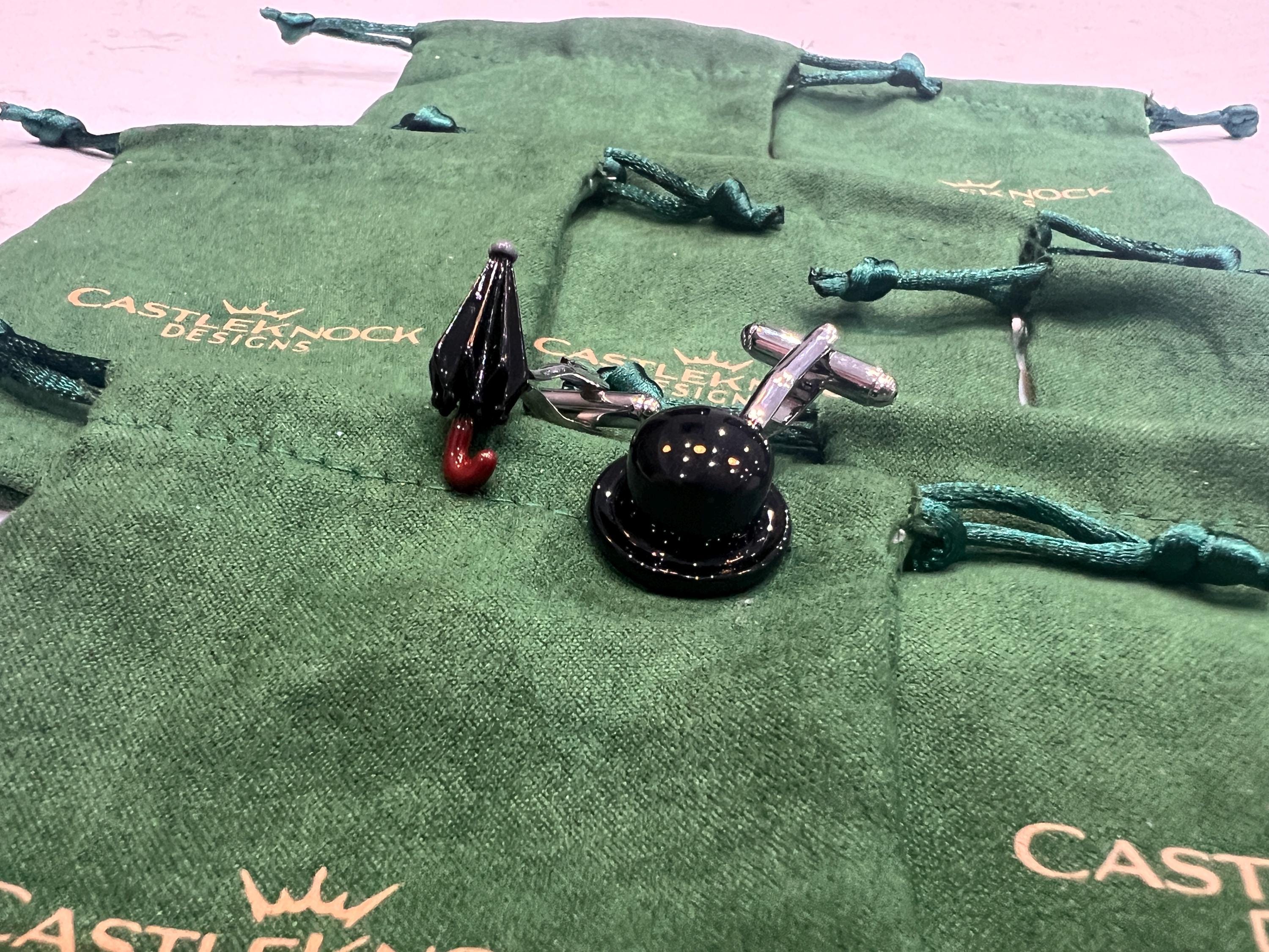 Top Hat Umbrella Cufflinks stylish gentleman's accessory great gift for vintage lovers formalwear weddings and special celebrations