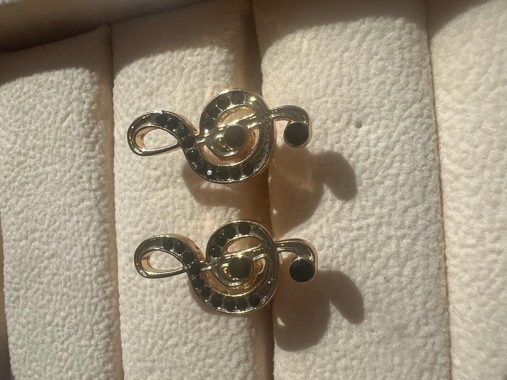 Music Symbol Cufflinks Gold & Black Musical Note Accessories Musicians Handmade Gift Stylish Music-Themed Cufflinks Perfect for Music Lovers