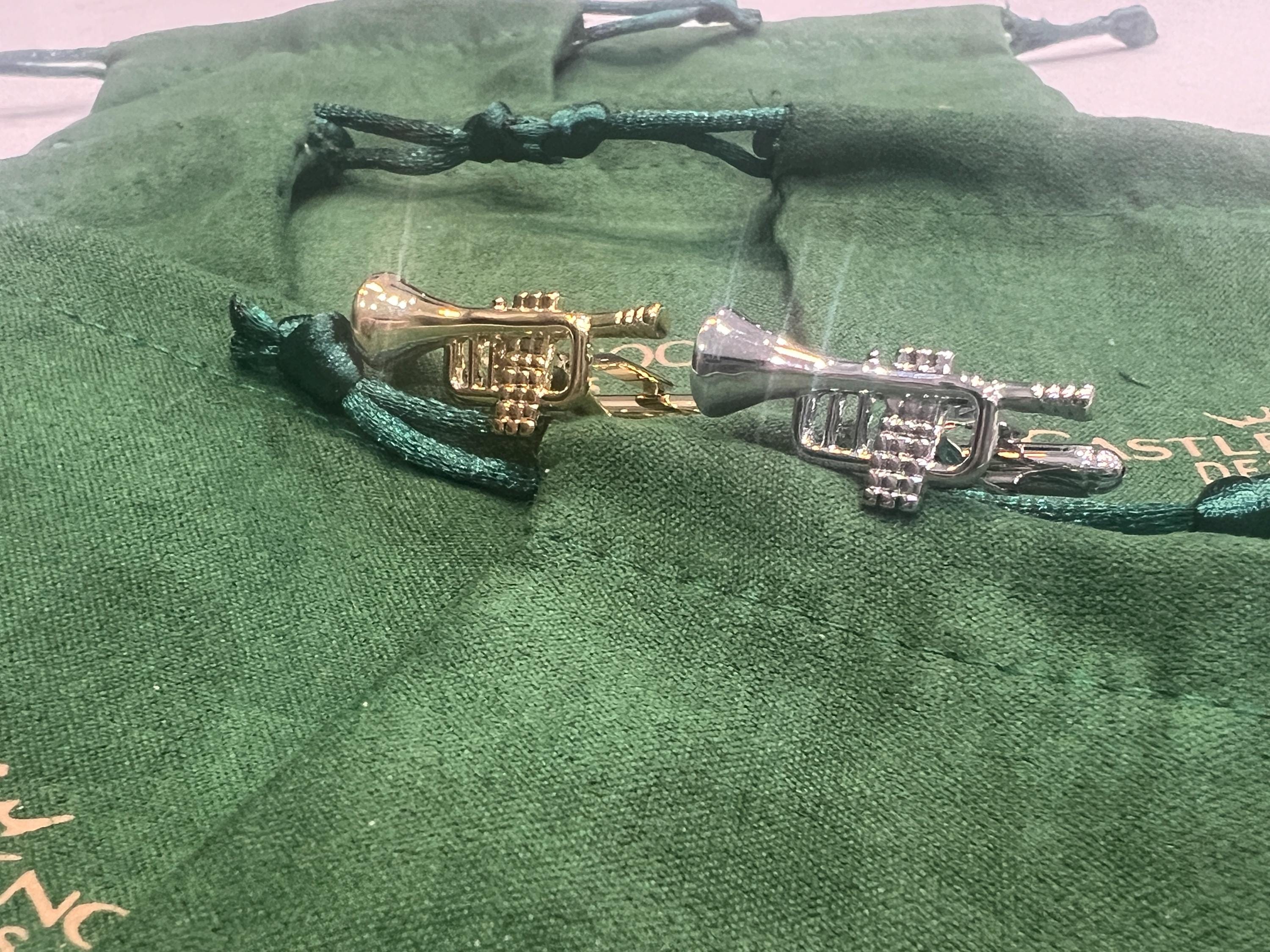 Gold & Silver Trumpet Cufflinks stylish unique accessories for music lovers, gift for musicians, jazz enthusiasts, and special occasions.