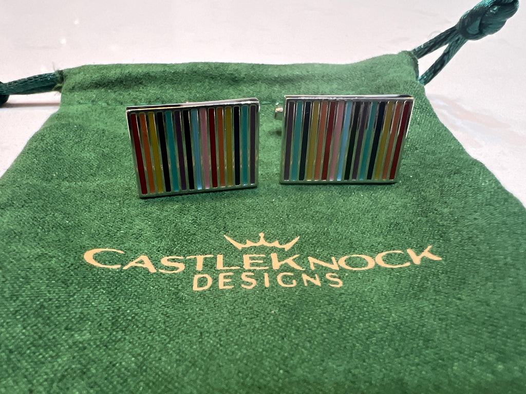 Modern Rainbow Cufflinks Bold Square Design Colorful Men's Jewelry LGBTQ Pride Gift Unique Wedding Accessory Groom or Groomsmen Idea