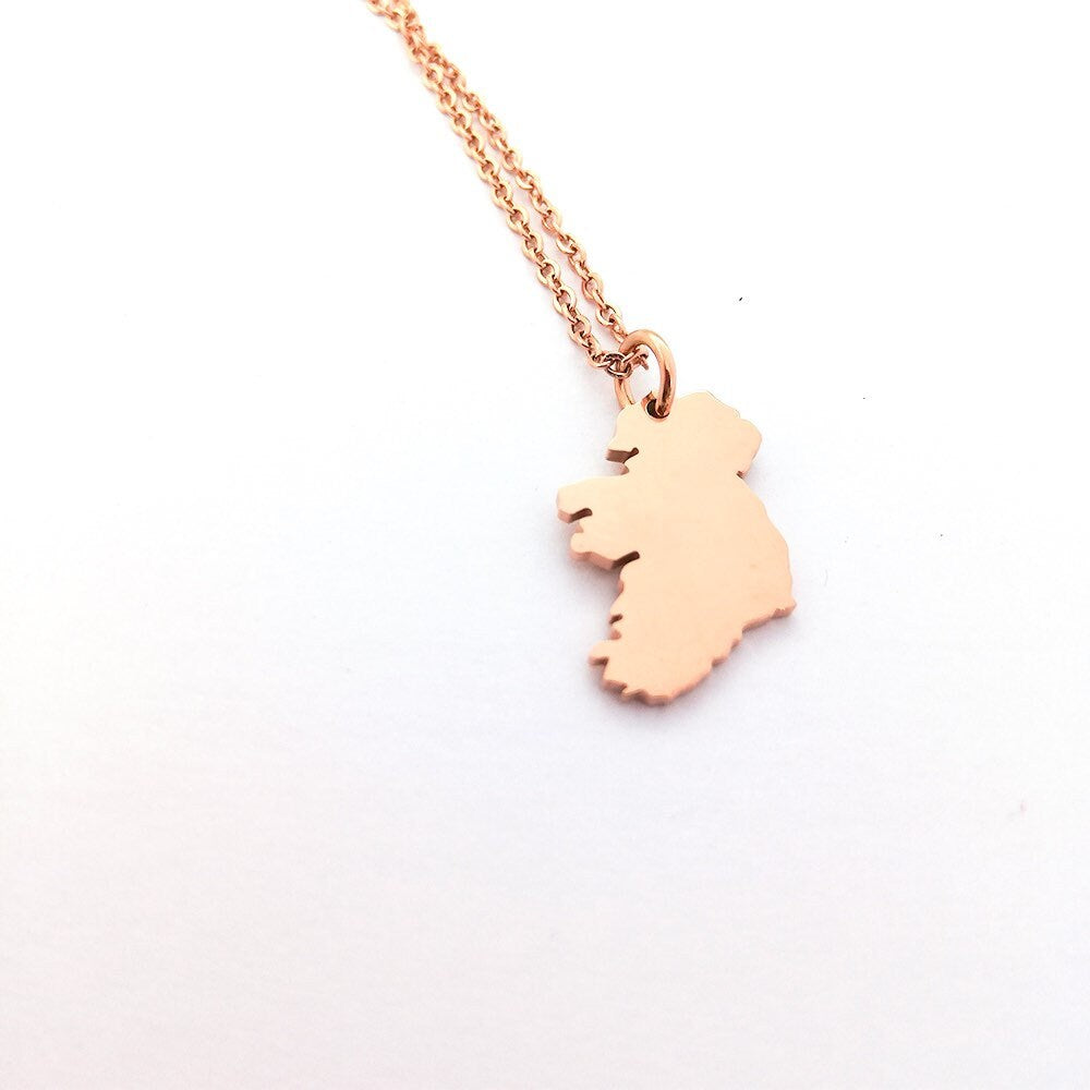 Ireland Rose Gold Necklace Irish Gift Ireland Unique Irish Gift for Her Irish Gift Wearable Ireland Irish Gift Map Necklace Birthday Present