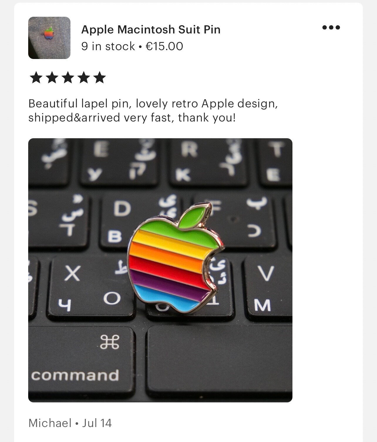 Apple Macintosh Suit Pin Vintage Tech Accessory Handcrafted Unique Gift for Tech Enthusiasts Retro Computer Brooch Ideal for Formal Wear