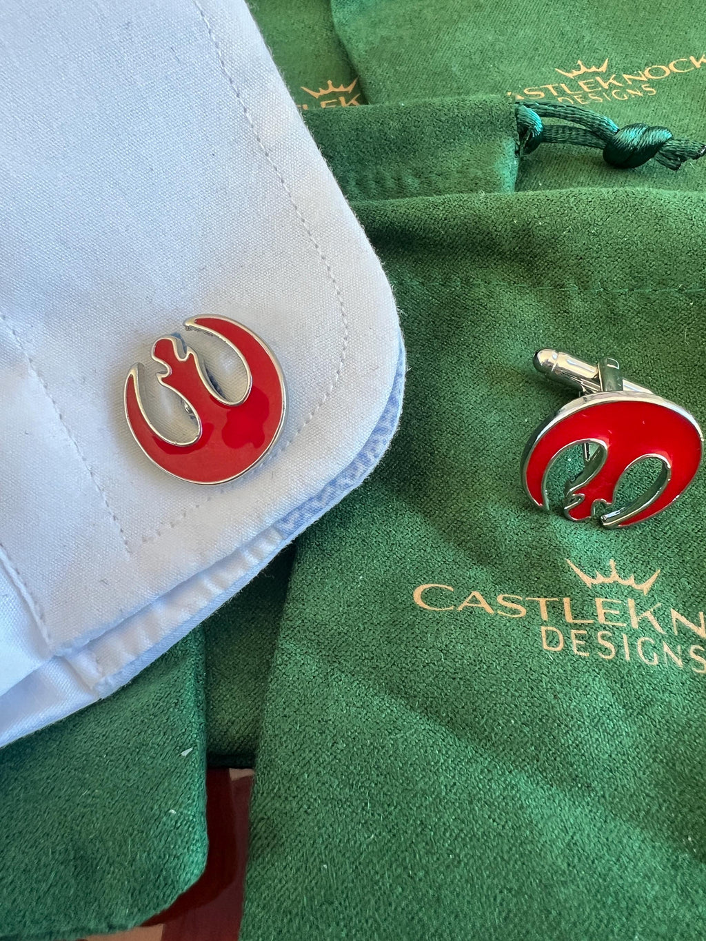 Rebel Alliance Cufflinks Red Star Wars Accessory Sci-Fi Fan Jewelry Rebel Symbol Cufflinks Unique Gift for Star Wars Fans Stylish Suit Decor