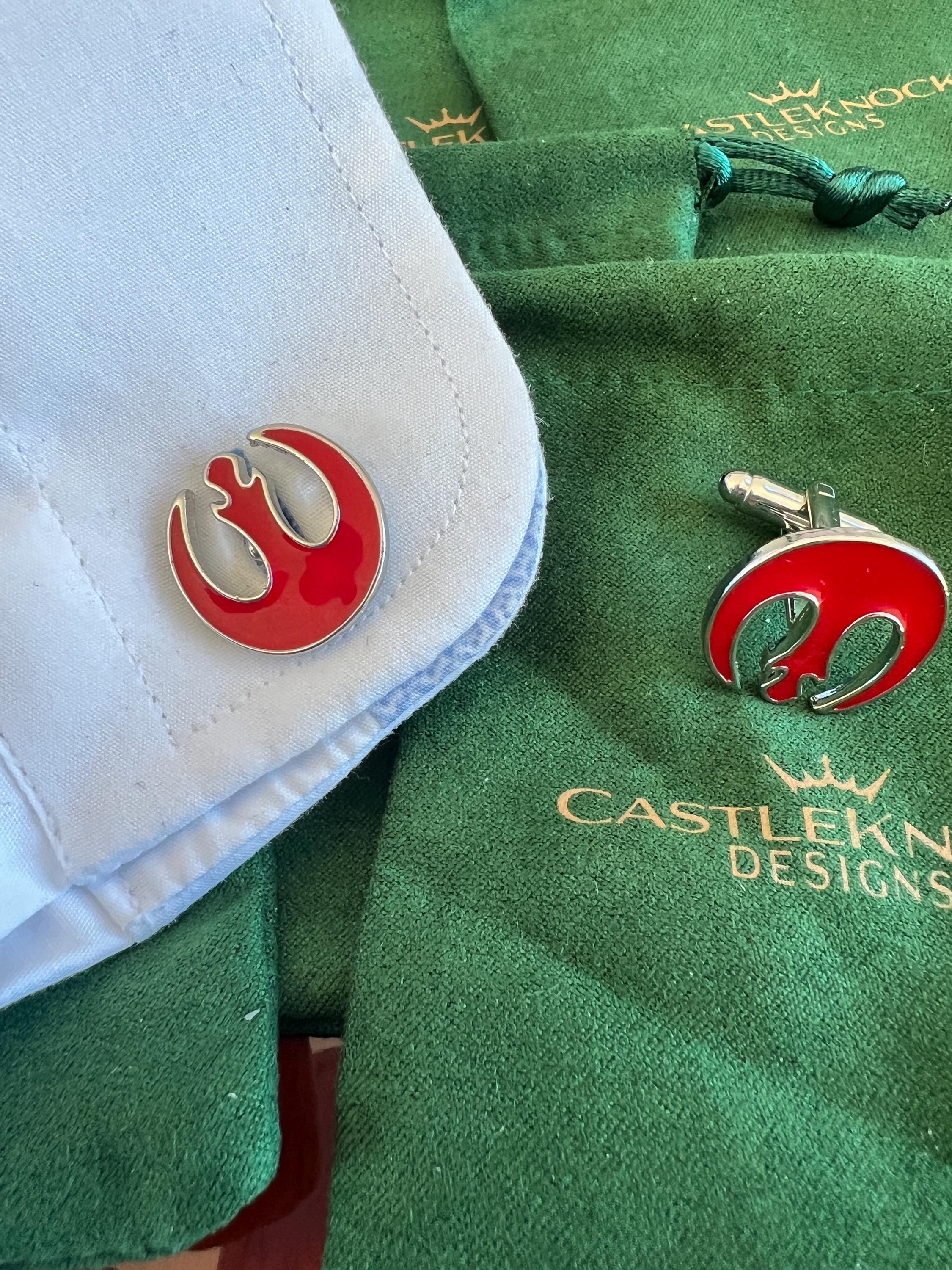 Rebel Alliance Cufflinks Red Star Wars Accessory Sci-Fi Fan Jewelry Rebel Symbol Cufflinks Unique Gift for Star Wars Fans Stylish Suit Decor