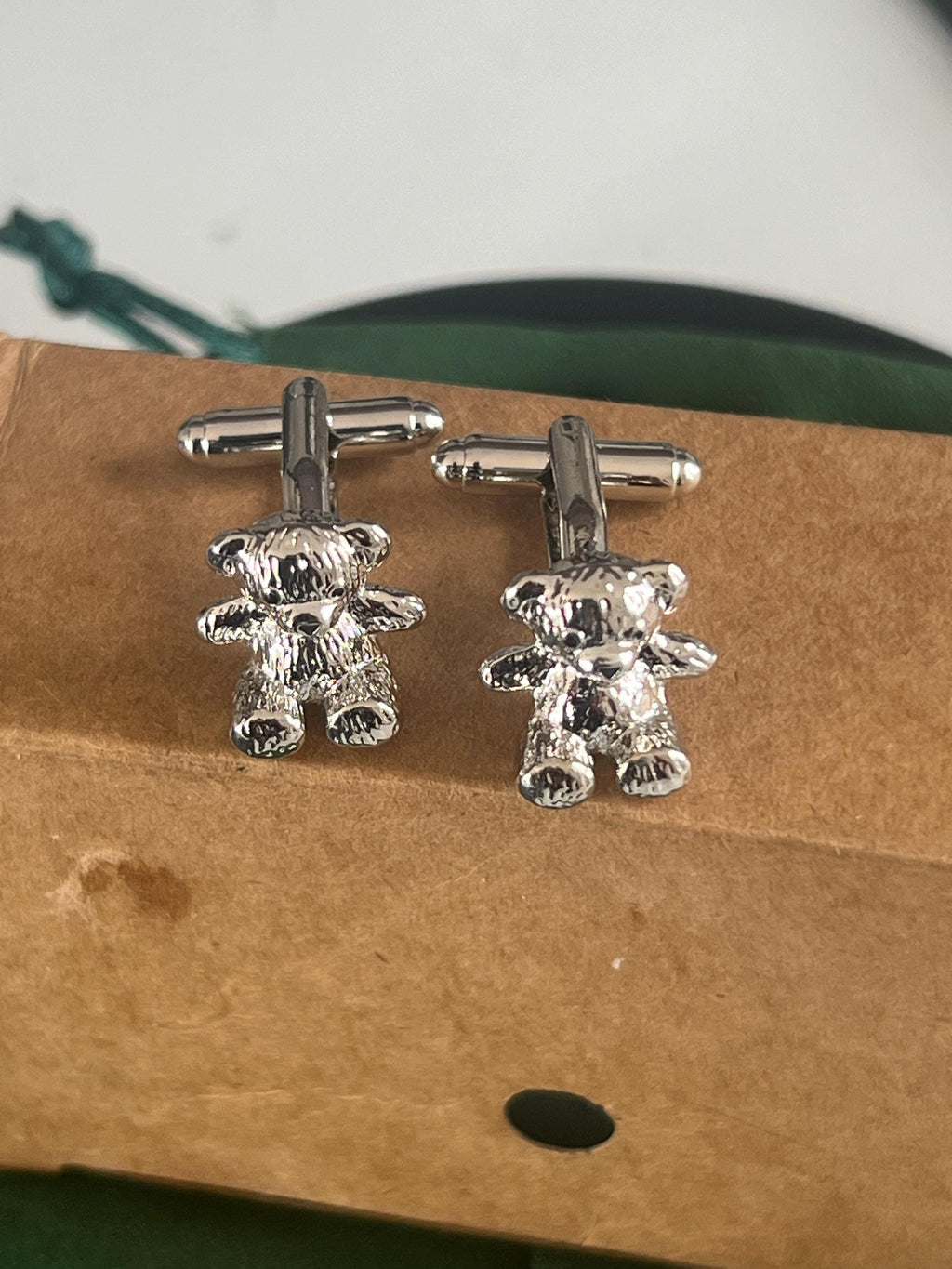 Silver Bear Cufflinks Animal Inspired Men's Jewelry Wildlife Accessories Unique Gift for Him Nature Lover Cufflinks