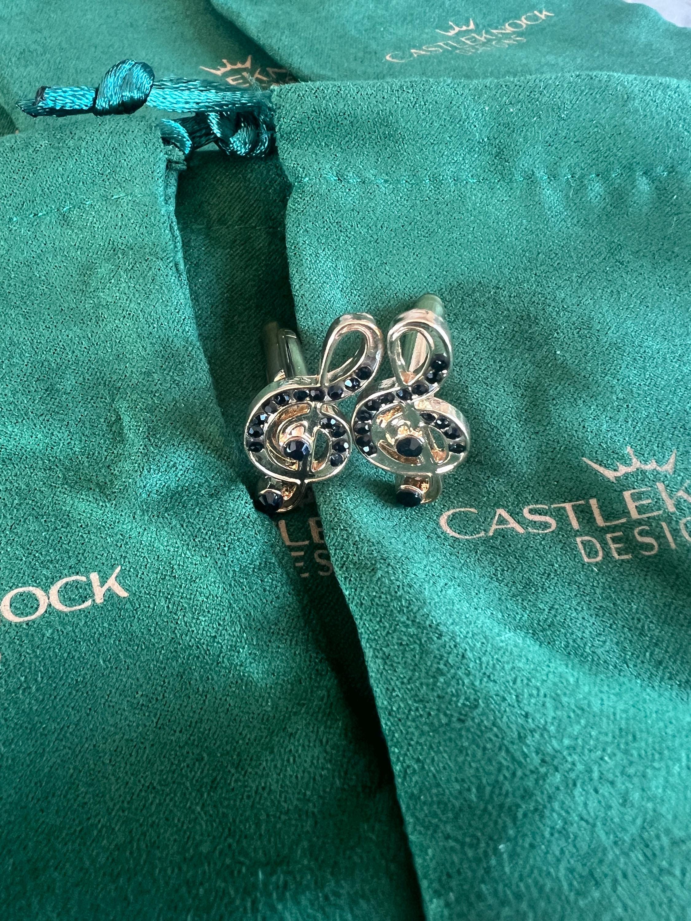 Music Symbol Cufflinks Gold & Black Musical Note Accessories Musicians Handmade Gift Stylish Music-Themed Cufflinks Perfect for Music Lovers