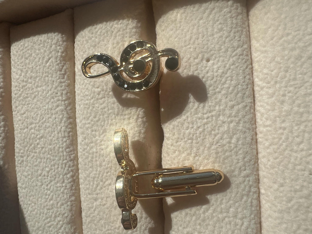 Music Symbol Cufflinks Gold & Black Musical Note Accessories Musicians Handmade Gift Stylish Music-Themed Cufflinks Perfect for Music Lovers