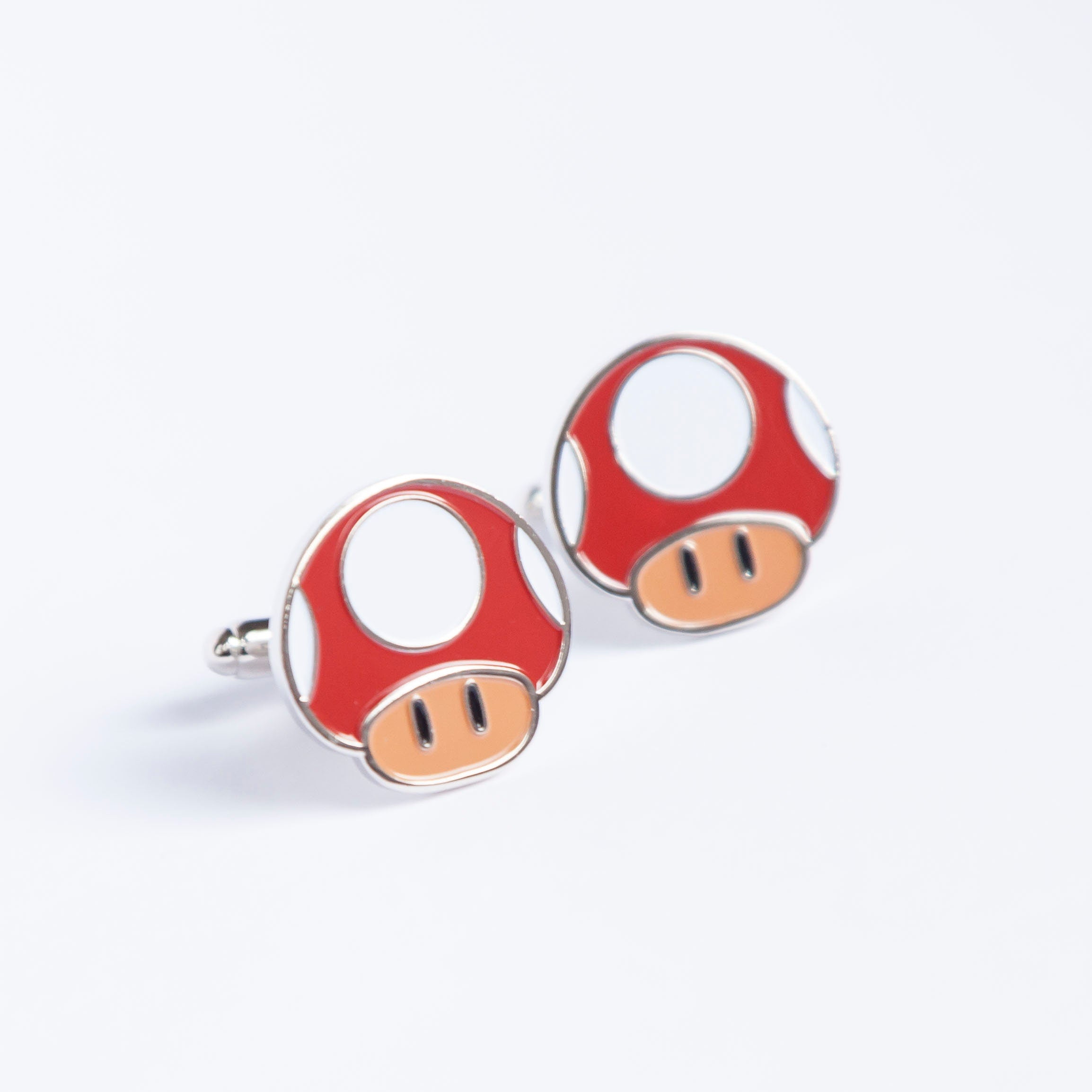 Mushroom Mario Cufflinks Retro Gaming Accessory Video Game Fan Jewelry Mushroom-Inspired Design Unique Gift Gamers Stylish Men's Cufflinks