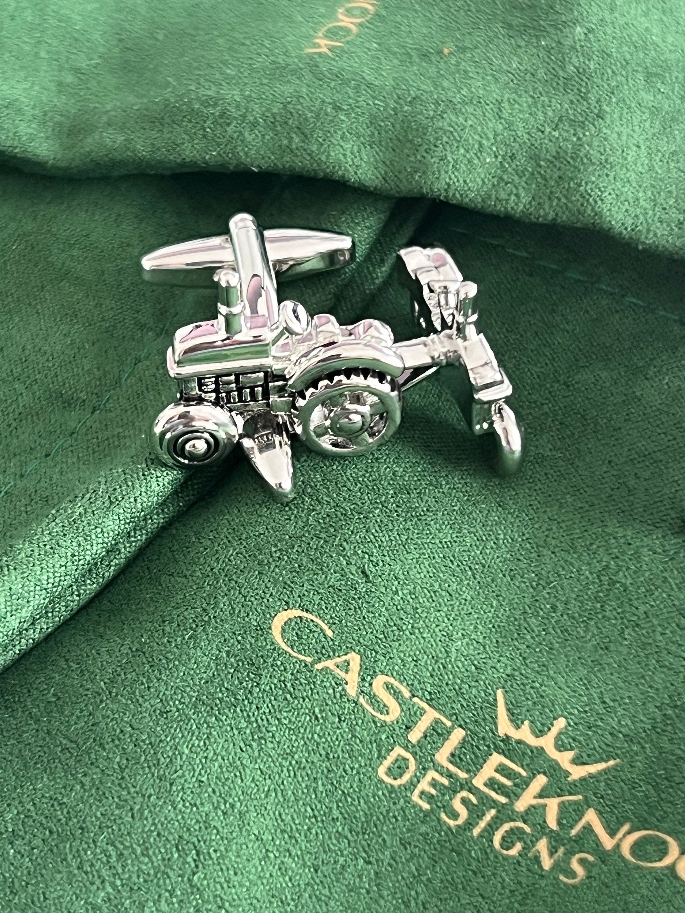 Vintage Tractor Cufflinks & Tie Clip Farm Machinery Jewelery for Men Retro Agricultural Gift Unique Farmer Accessories Irish Farmer Gift