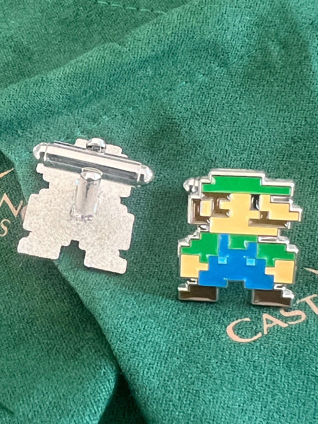Luigi 8 Bit Design Cufflinks Retro Gaming Accessory Video Game Fan Jewelry Luigi Inspired Cufflinks Unique Gamer Gift Stylish Mens Accessory