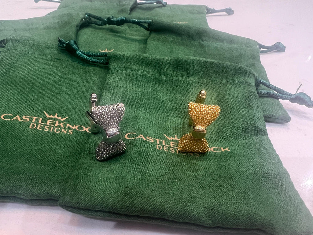 Gold Bow Tie Cufflinks elegant and timeless accessories for formal wear the perfect gift for grooms weddings black-tie events and occasions.