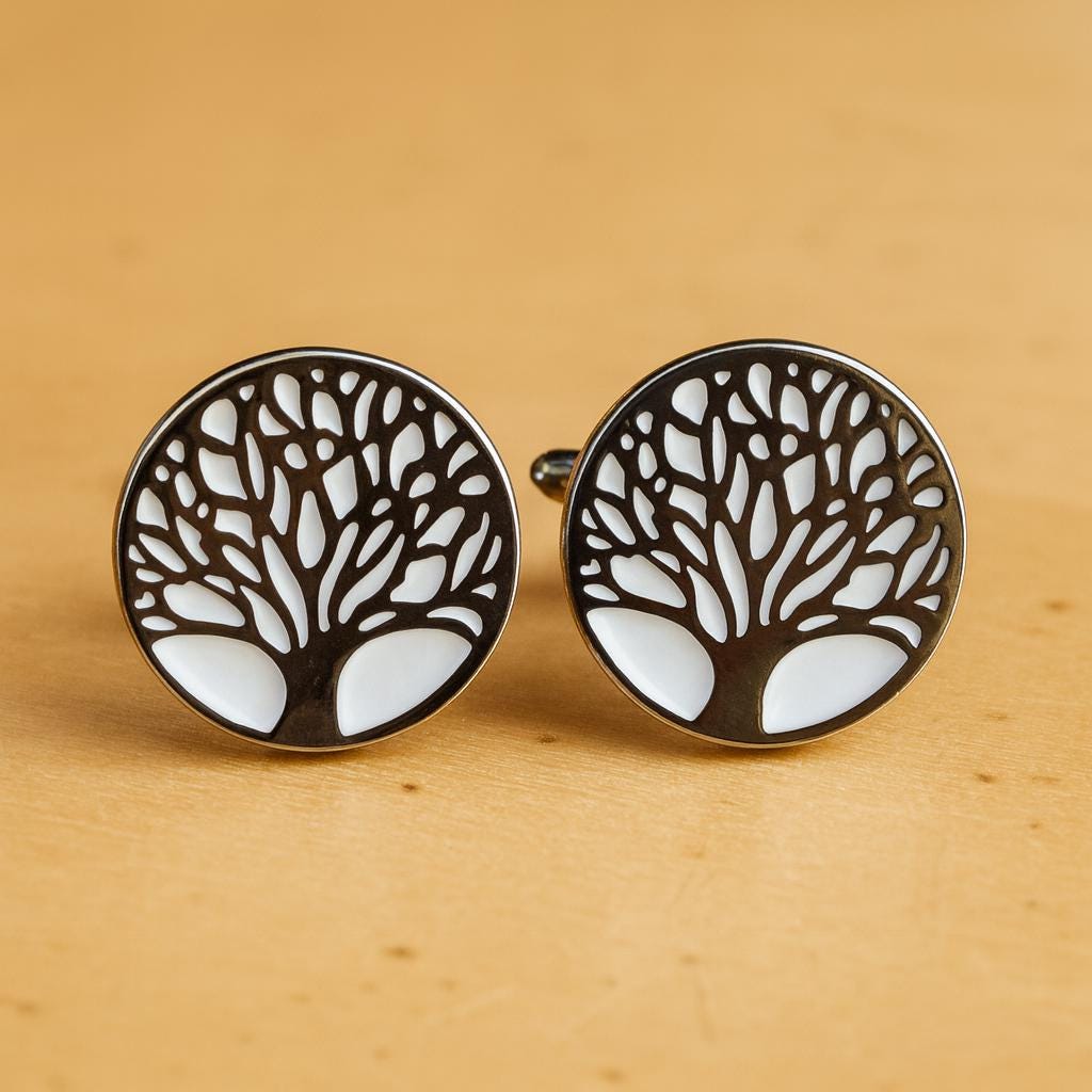 Tree of Life Cufflinks Set Meaningful Nature Inspired Accessories Perfect for Weddings Formal Events Unique Spiritual Jewelry Gift for Him