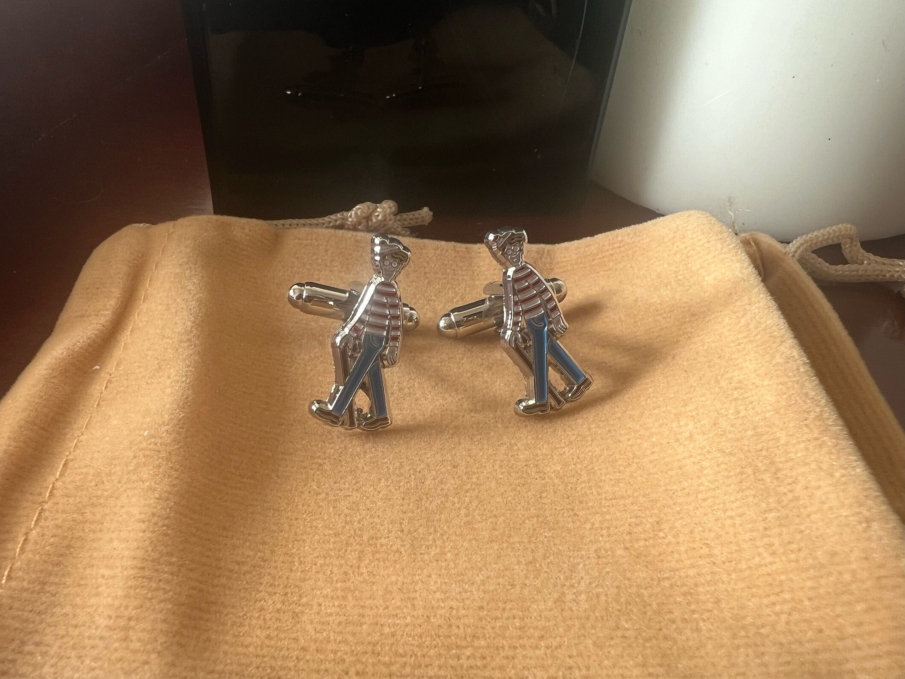 Where's Wally Cufflinks Fun Men's Accessory Wally-Themed Jewelry Unique Gift for Fans Playful Suit Cufflinks Whimsical Style Statement