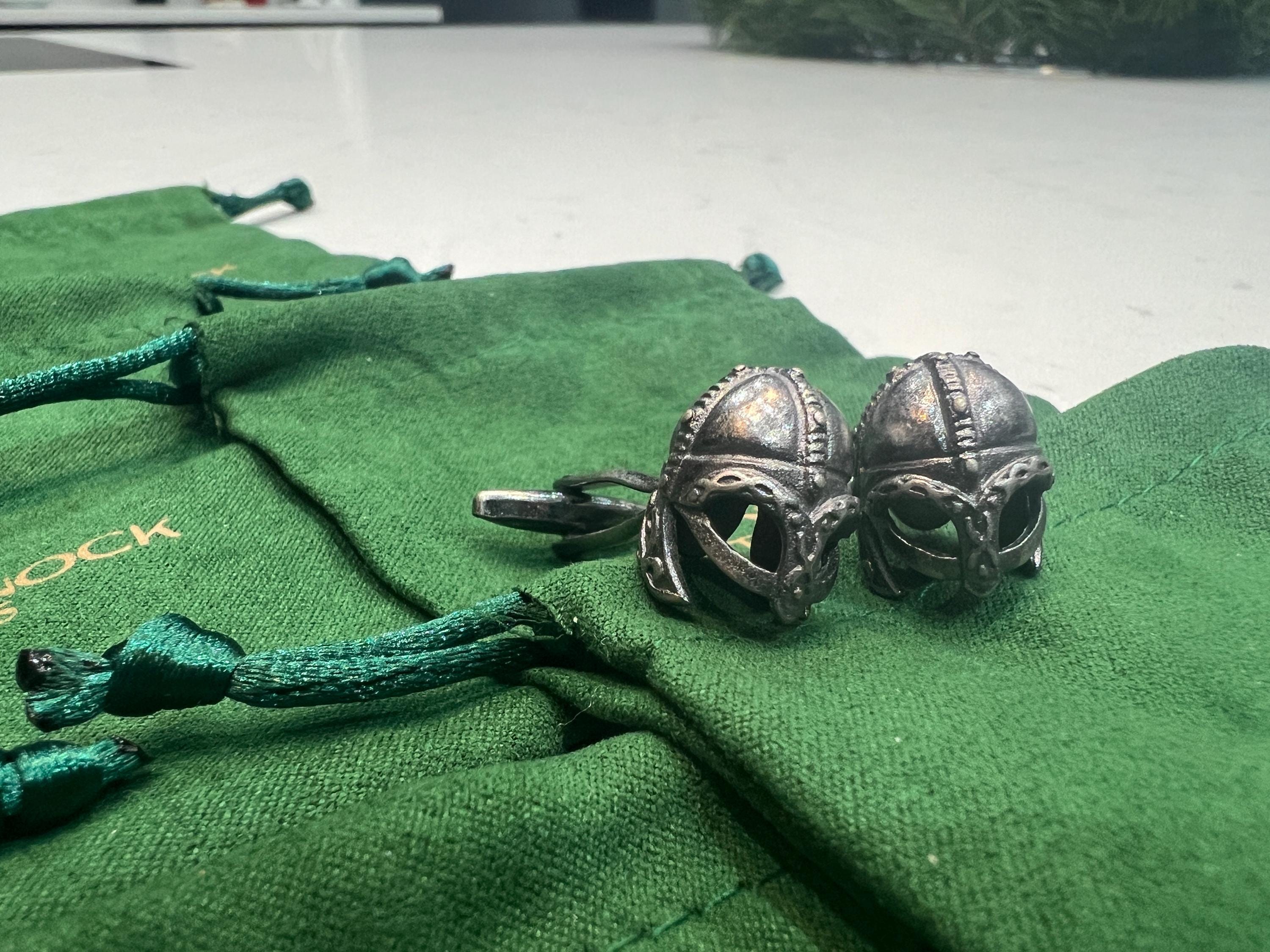 Irish Viking Helmet Cufflinks Handcrafted Nordic Celtic Accessories Unique Gift for Him Historical Warrior Jewelry Perfect for Formal Wear