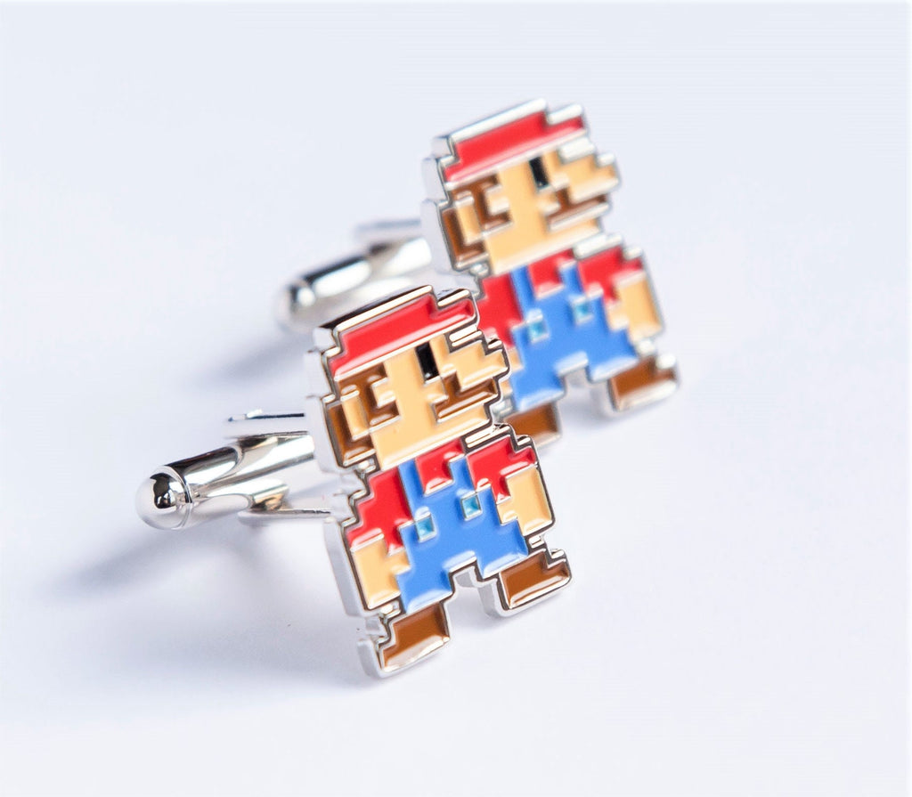 Mario 8-Bit Design Cufflinks Retro Gaming Accessory Video Game Fan Jewelry Mario-Inspired Cufflinks Unique Gift for Gamers Stylish Accessory