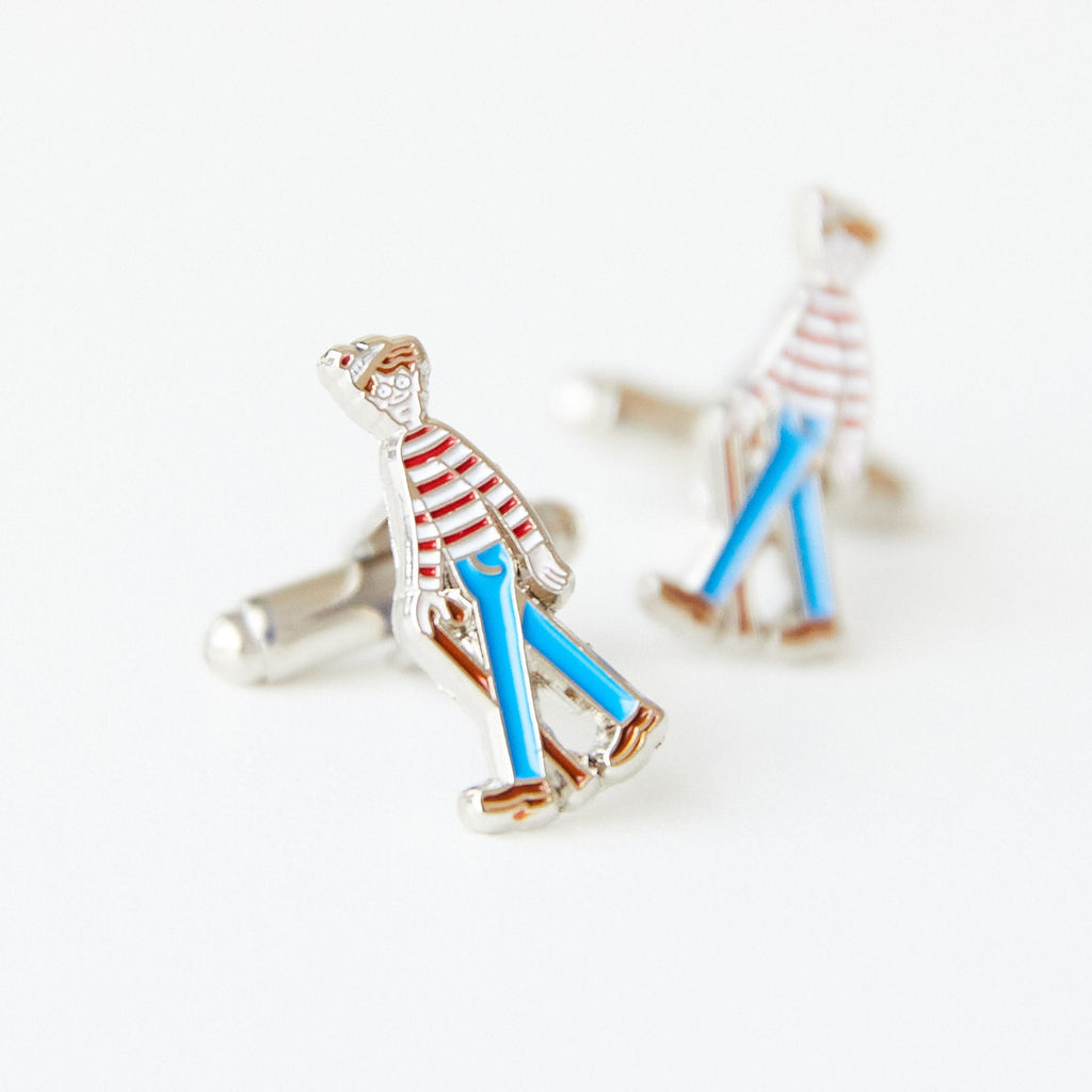 Where's Wally Cufflinks Fun Men's Accessory Wally-Themed Jewelry Unique Gift for Fans Playful Suit Cufflinks Whimsical Style Statement