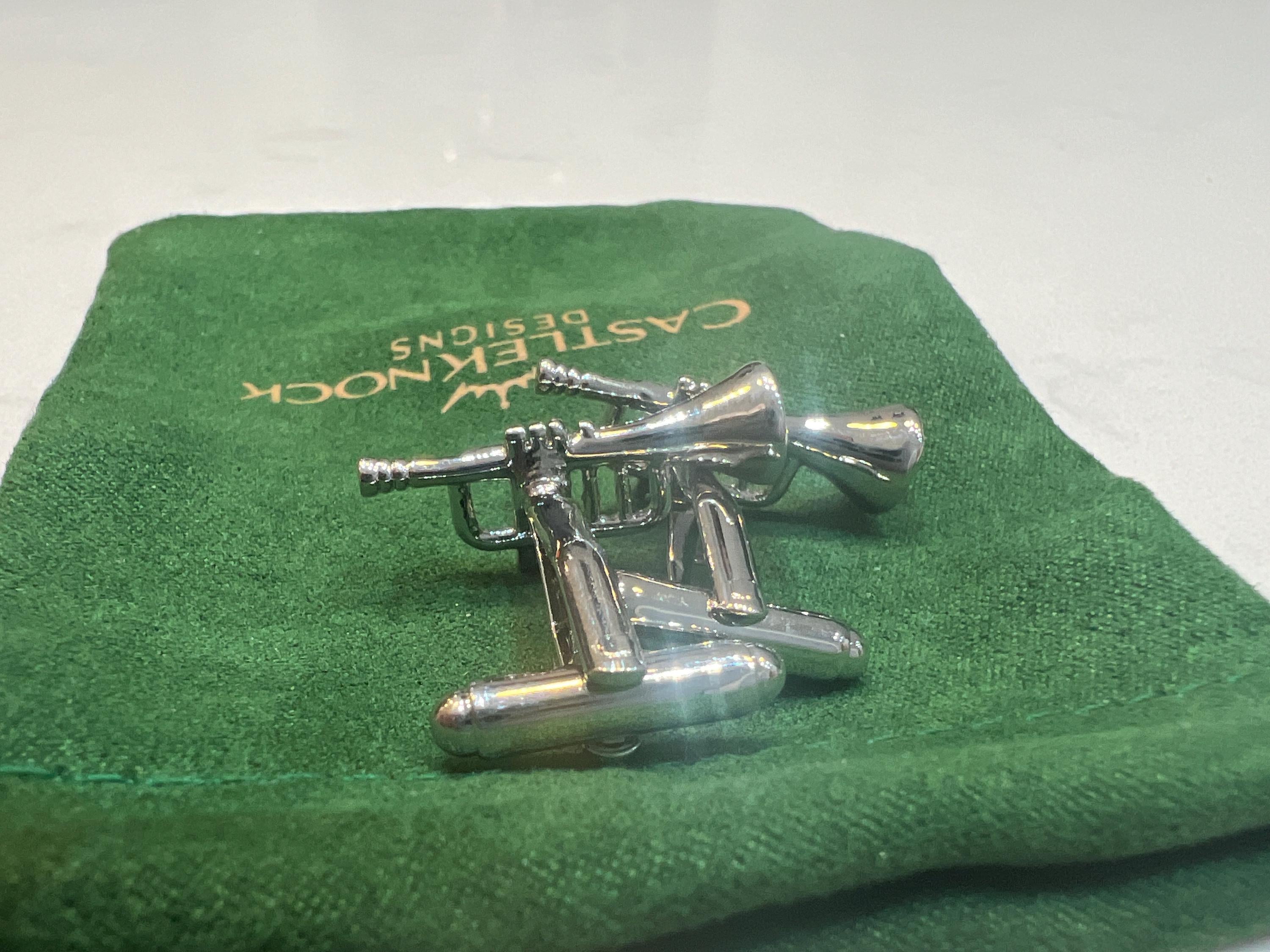 Silver Trumpet Cufflinks stylish and unique accessories for music lovers, perfect gift for musicians, jazz enthusiasts and special occasions