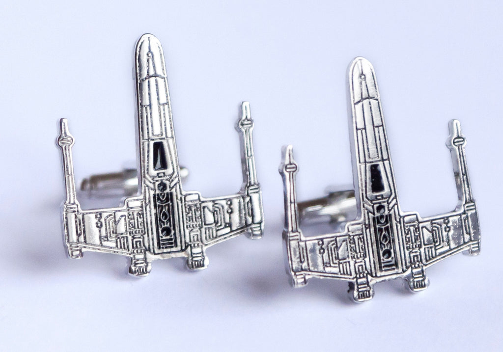 X-Wing Cufflinks Handcrafted Starfighter Jewelry for Men Unique Sci-Fi Accessories Perfect Gift for Star Wars Fans Geek Chic Fashion