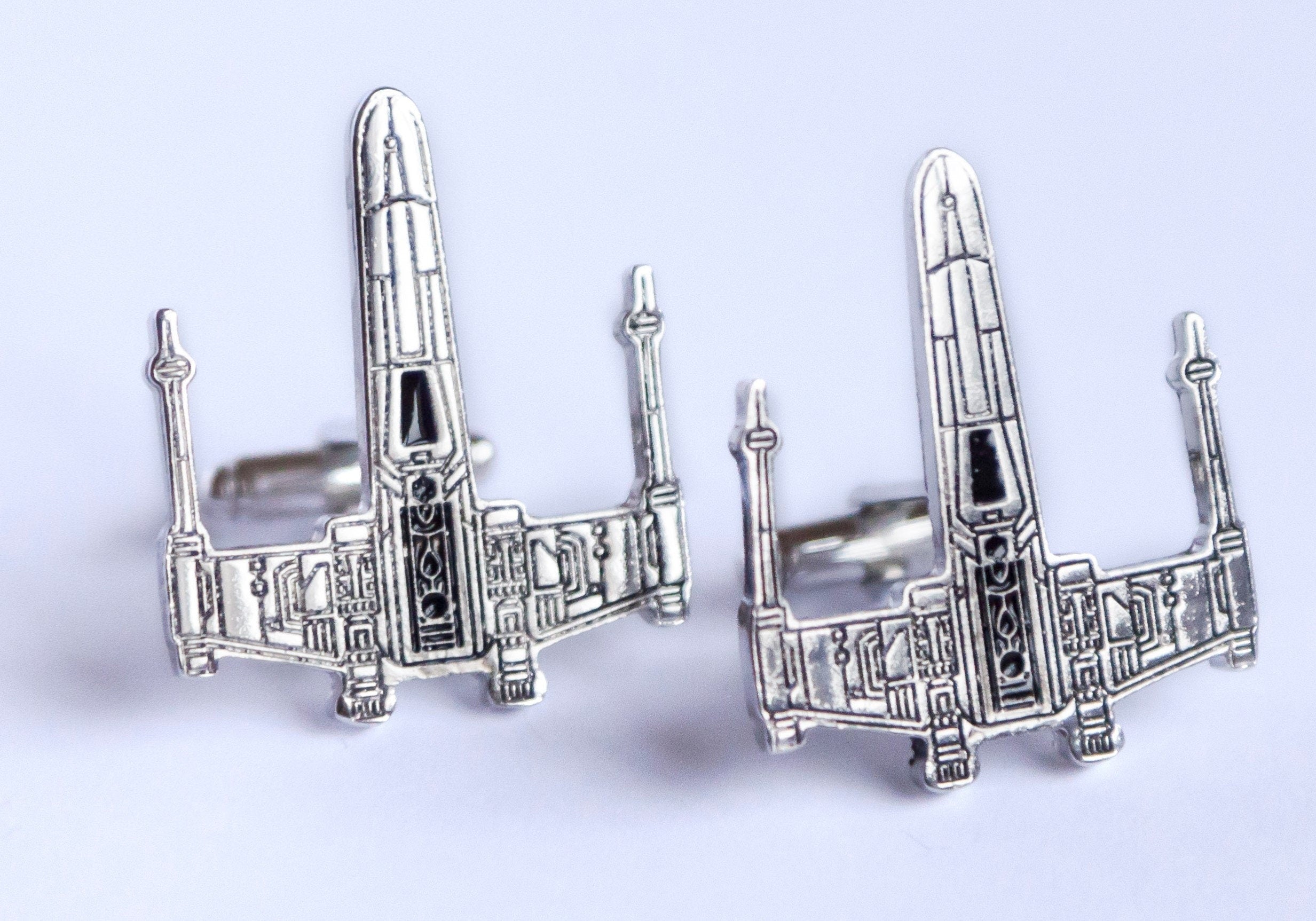 X-Wing Cufflinks Handcrafted Starfighter Jewelry for Men Unique Sci-Fi Accessories Perfect Gift for Star Wars Fans Geek Chic Fashion