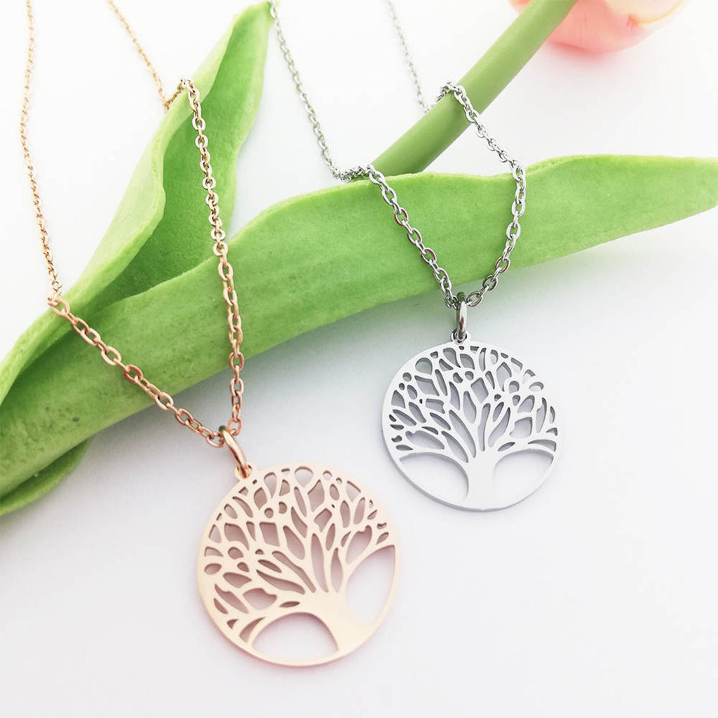 Tree of Life Rose Gold or Silver Plated Necklace Elegant Pendant Jewelry Unique Gift for Nature Lovers Stylish and Meaningful Accessory