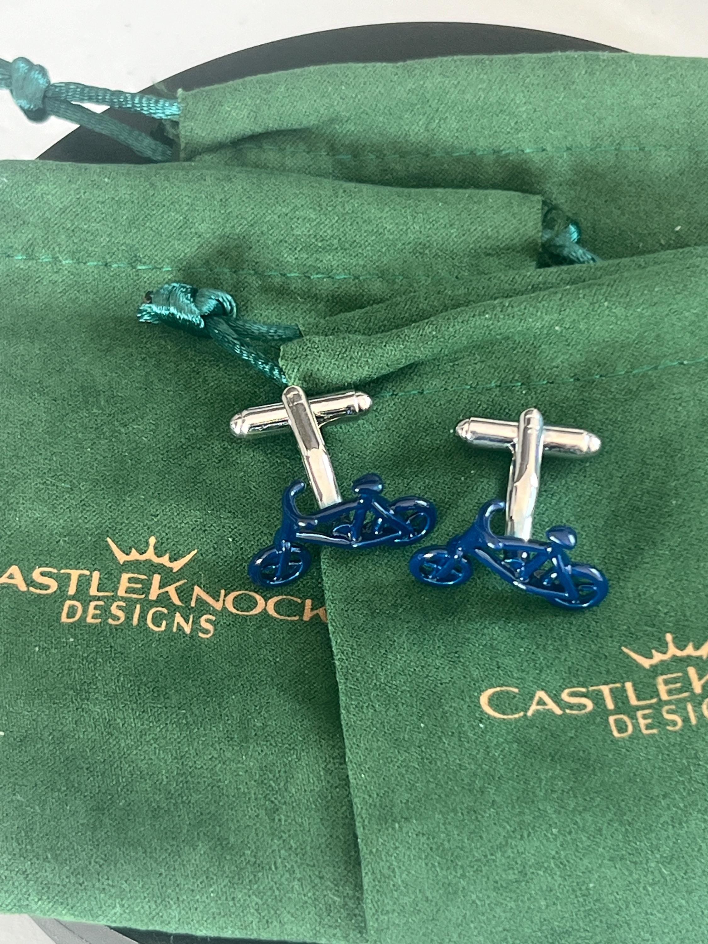 Blue Frame Bicycle Cufflinks Cycling Inspired Men's Jewelry Bike Accessories Unique Gift for Him Bicycle Enthusiast Cufflinks for Riders