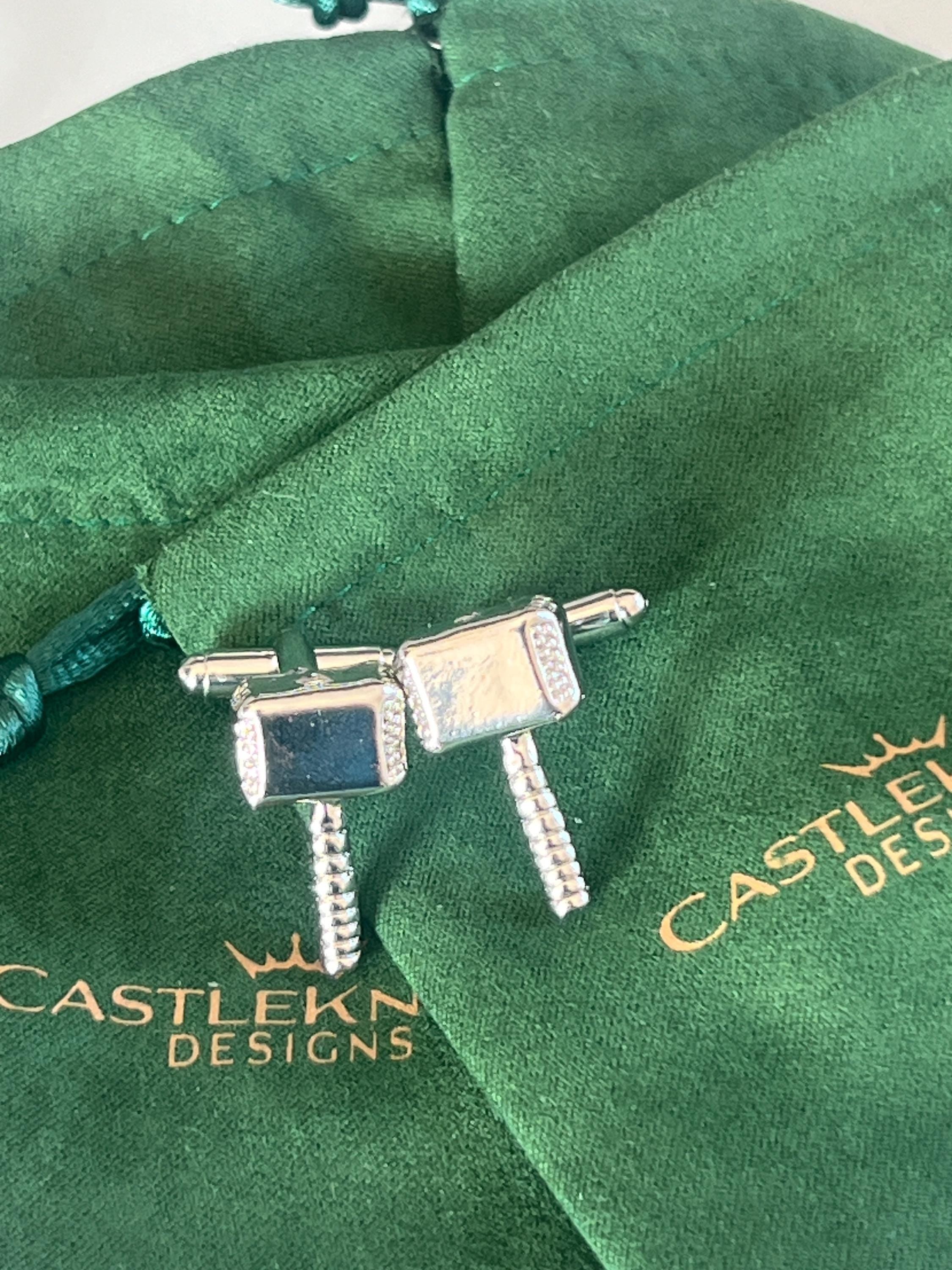 Thor Mjolnir Hammer Silver Cufflinks Marvel Comics Accessory Superhero-Themed Jewelry Unique Gift for Thor Fans Stylish Suit Cufflinks