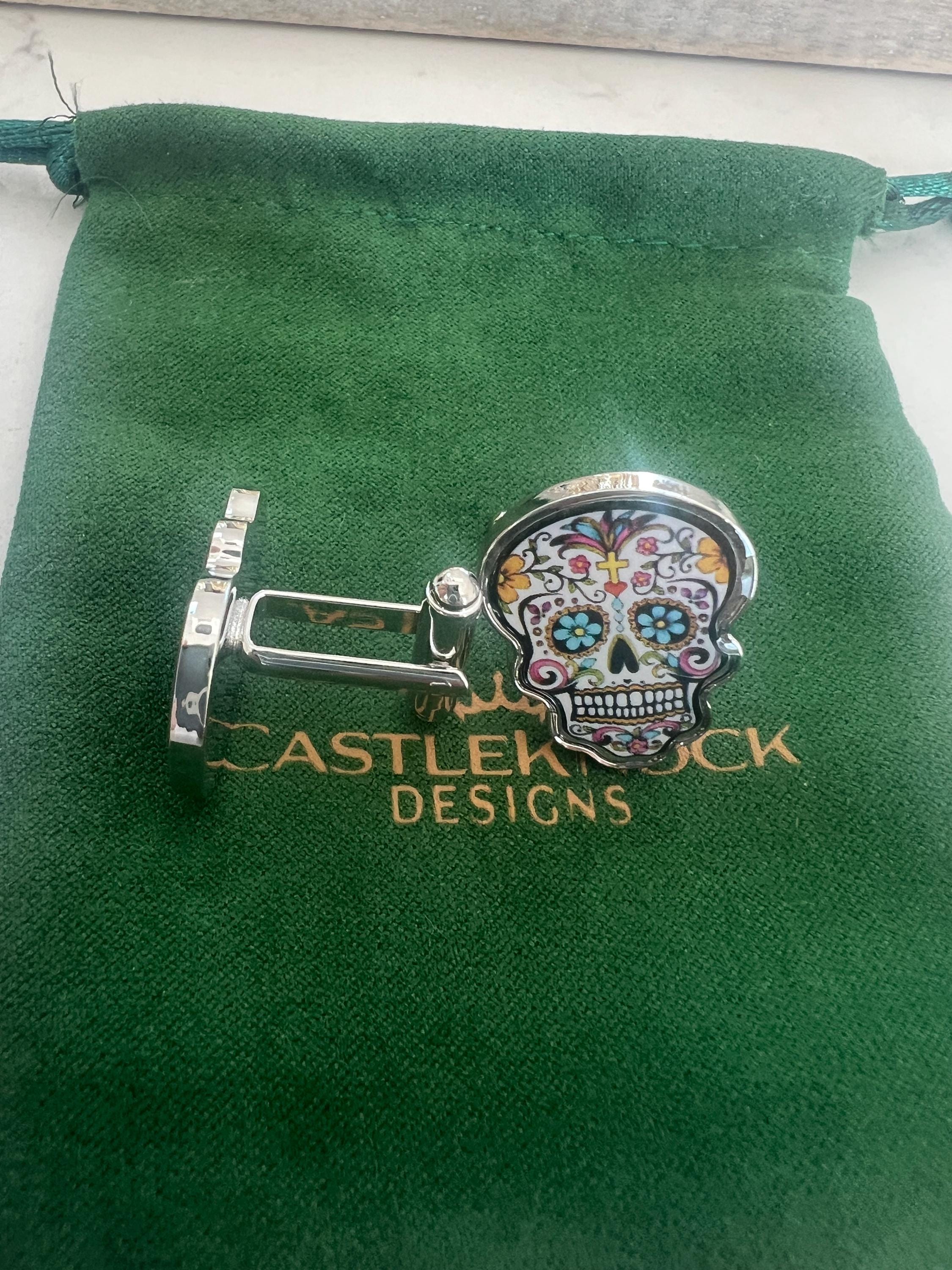 Day of the Dead Cufflinks Sugar Skull Inspired Men's Jewelry Mexican Holiday Accessories Unique Gift for Him Dia de los Muertos Cufflinks