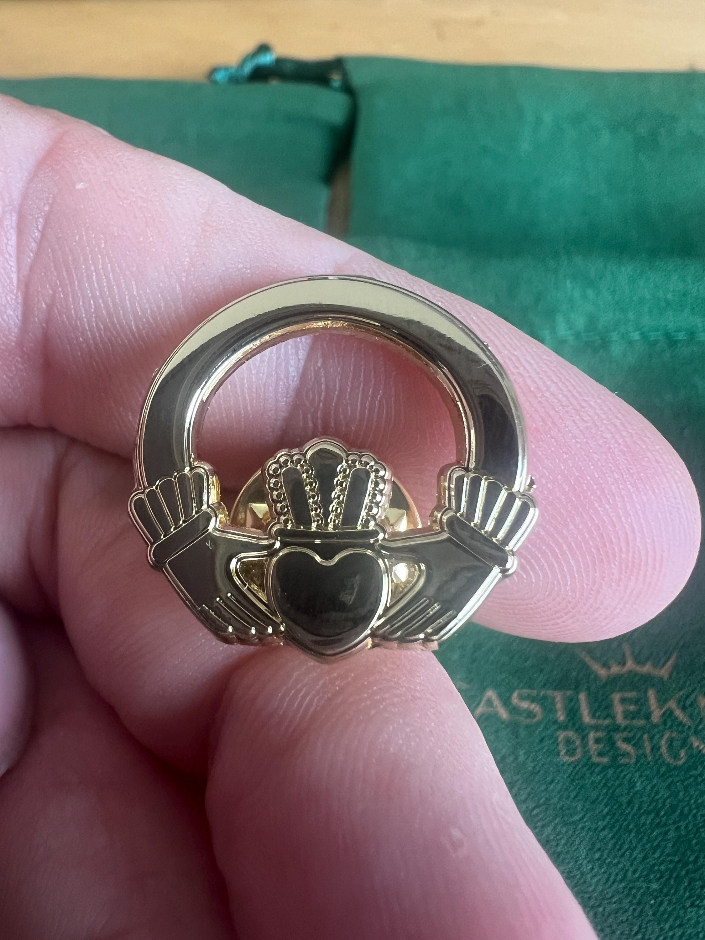 Claddagh Ring Suit Pin Gold Irish Jewelry Gift for Him Wedding Anniversary Men's Accessories Classic Irish Heritage Wedding Gift for Groom