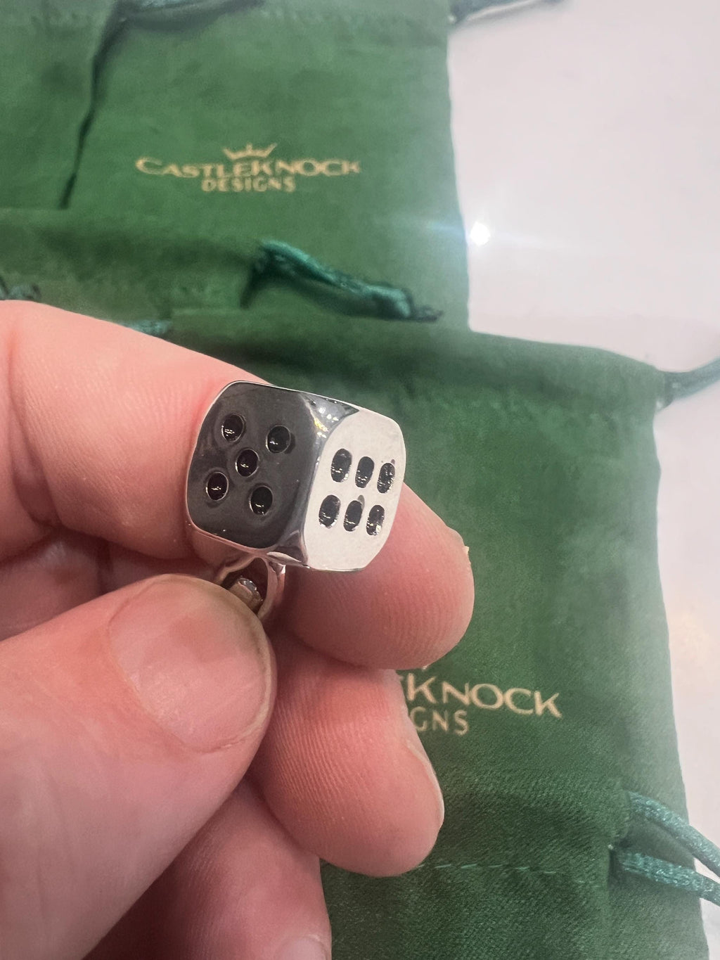 Silver Dice Cufflinks for Men Stylish Casino-Themed Accessories Perfect Gift for Gamblers or Game Enthusiasts Ideal for Weddings Events