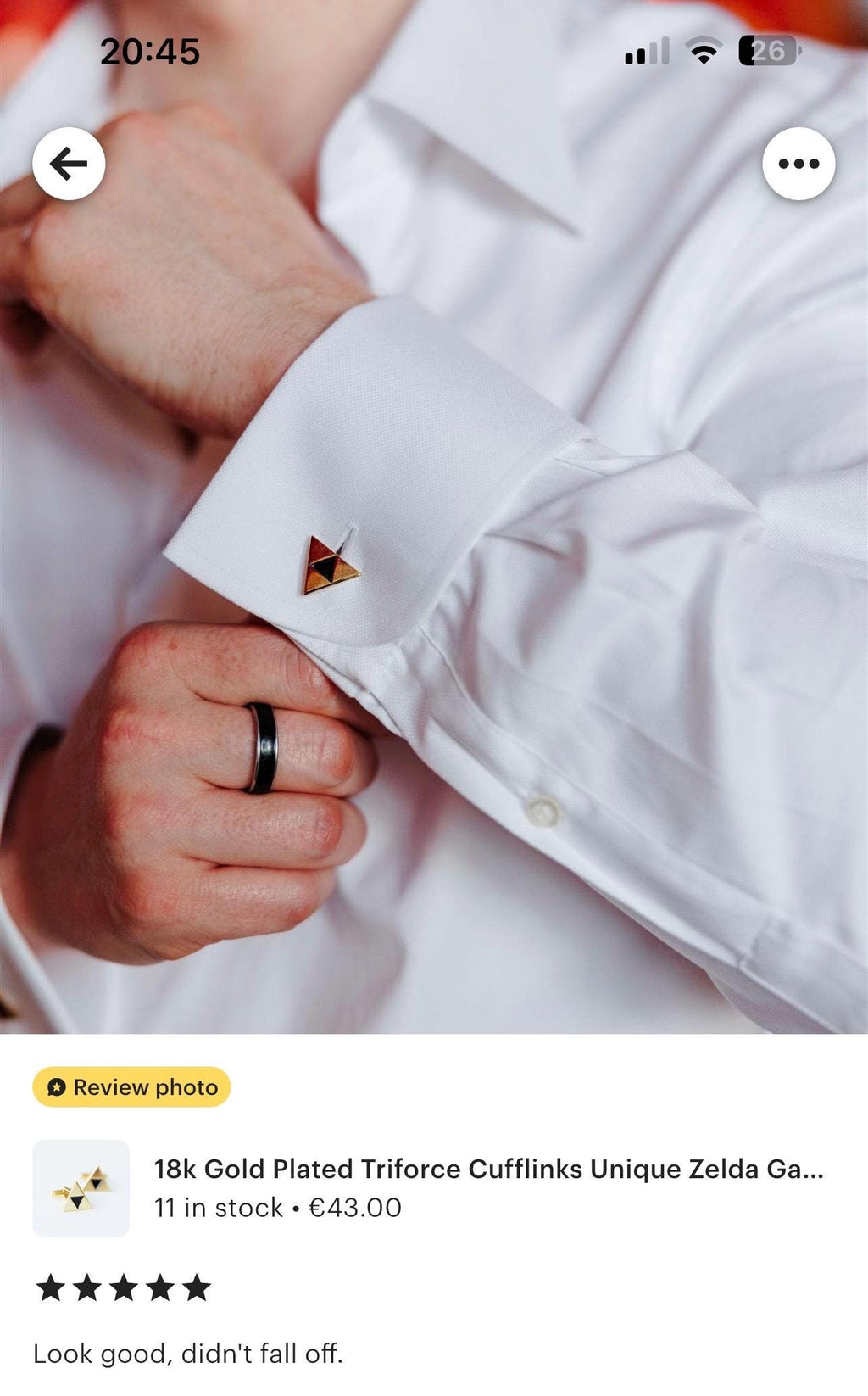 18k Gold Plated Triforce Cufflinks Unique Zelda Gamer Jewelry Perfect Gift for Fans and Collectors Elegant Accessory for Weddings and Events