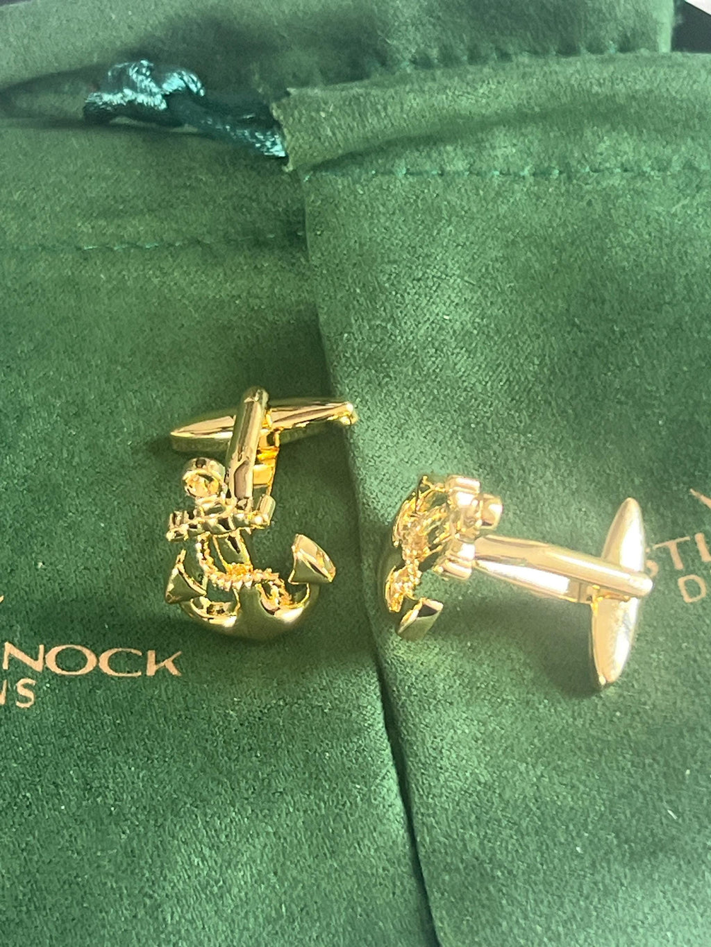 Gold Anchor Cufflinks Nautical Inspired Men's Jewelry Maritime Accessories Unique for Him Sailing Enthusiast Cufflinks Perfect for Boaters