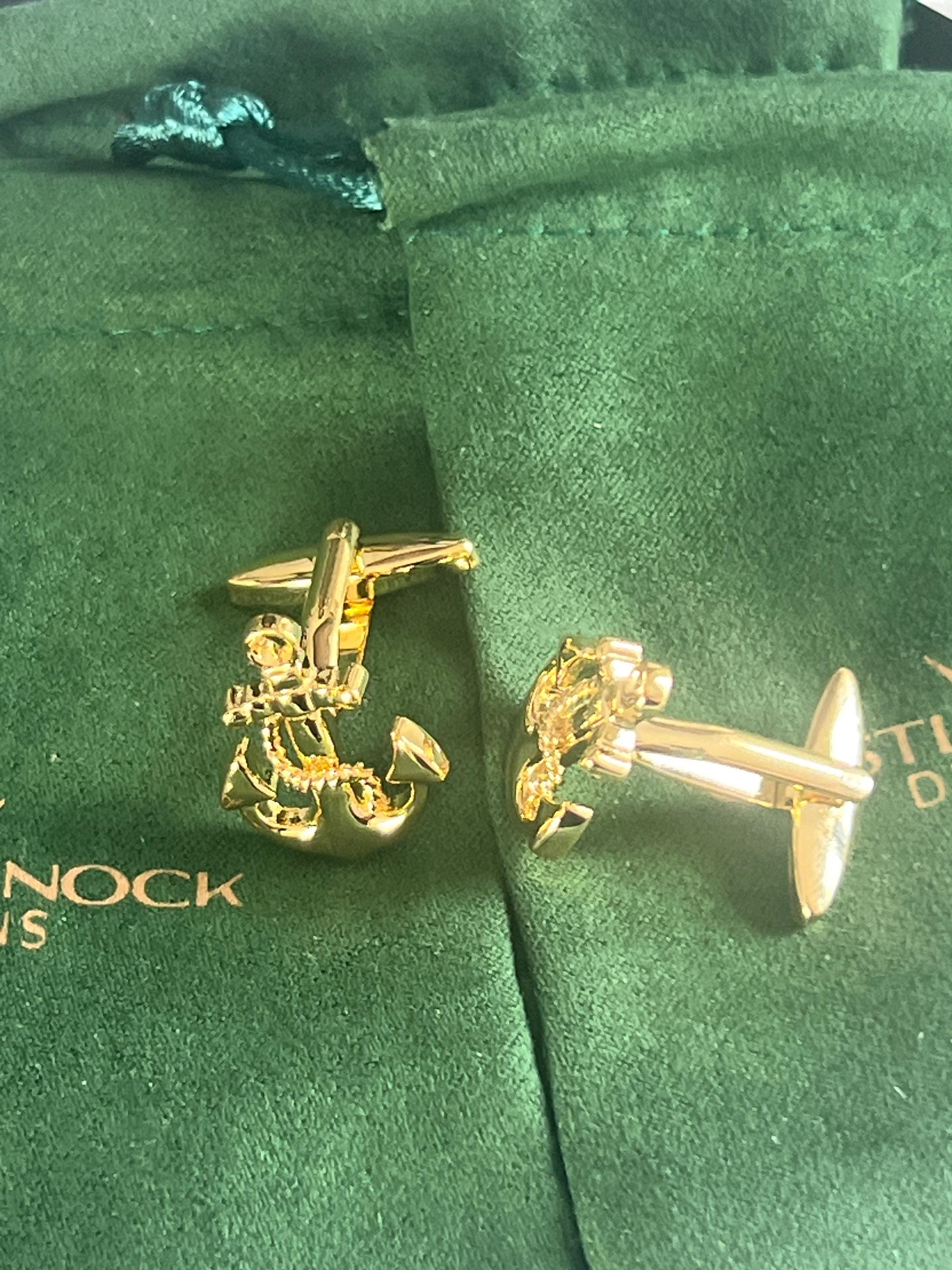 Gold Anchor Cufflinks Nautical Inspired Men's Jewelry Maritime Accessories Unique for Him Sailing Enthusiast Cufflinks Perfect for Boaters