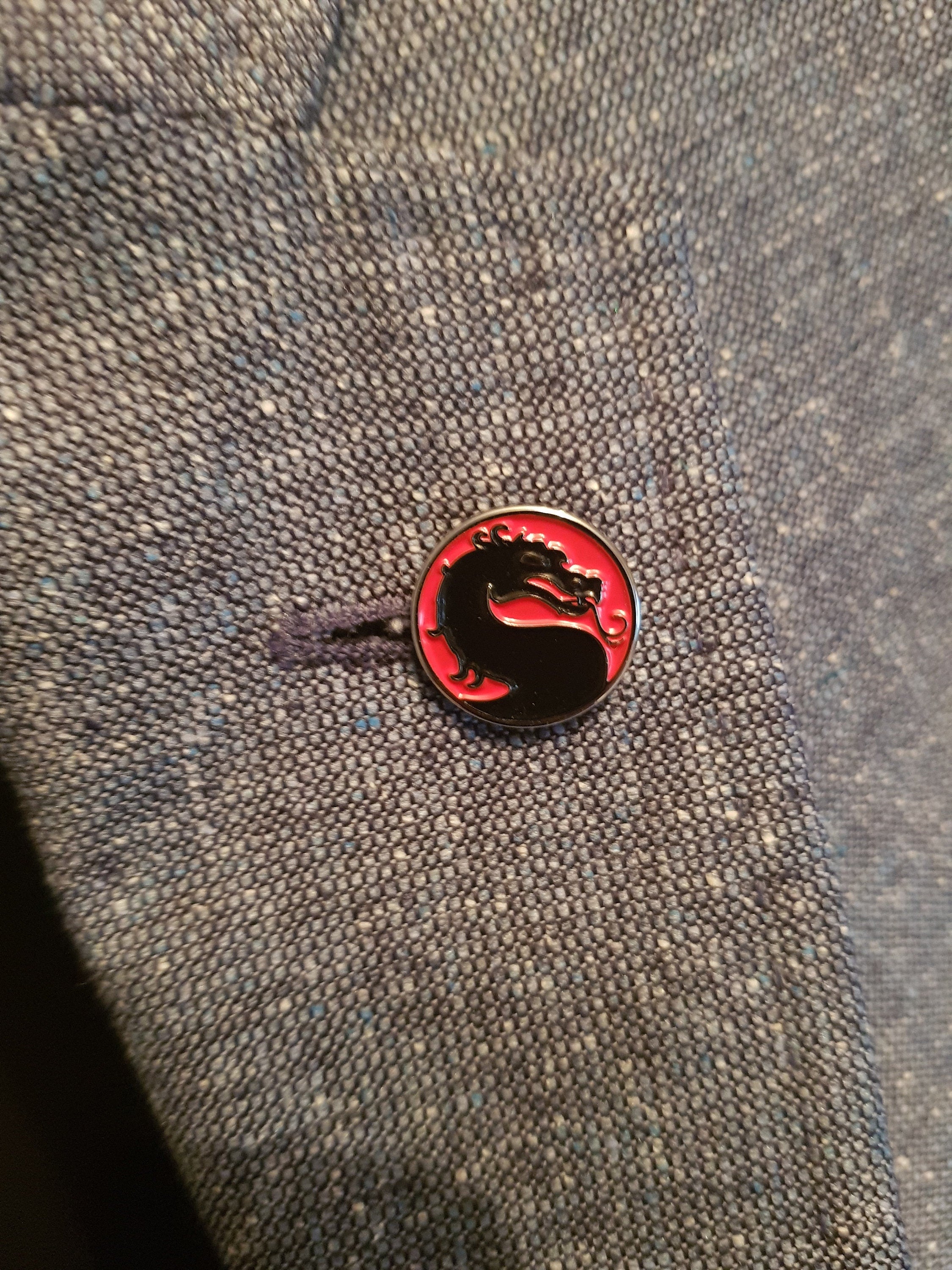 Mortal Kombat Suit Pin Handcrafted Gaming Accessories Unique Gift for Him Geeky Formal Wear Jewelry Perfect for Fighting Game Fan Collectors