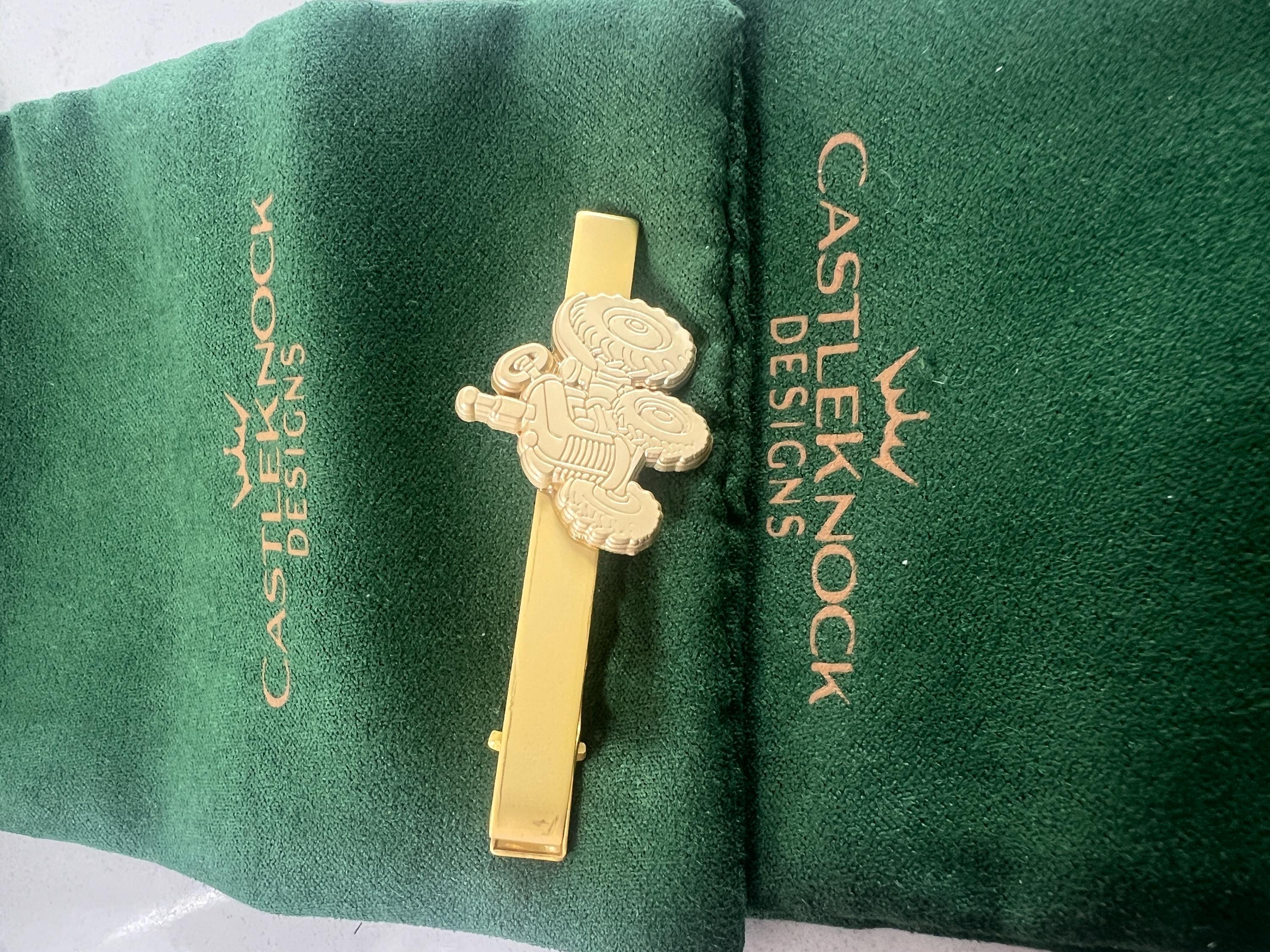 Vintage Gold Tractor Tieclip Machinery Jewelery for Men Retro Agricultural Gift Unique Farmer Accessories Irish Farmer Gift